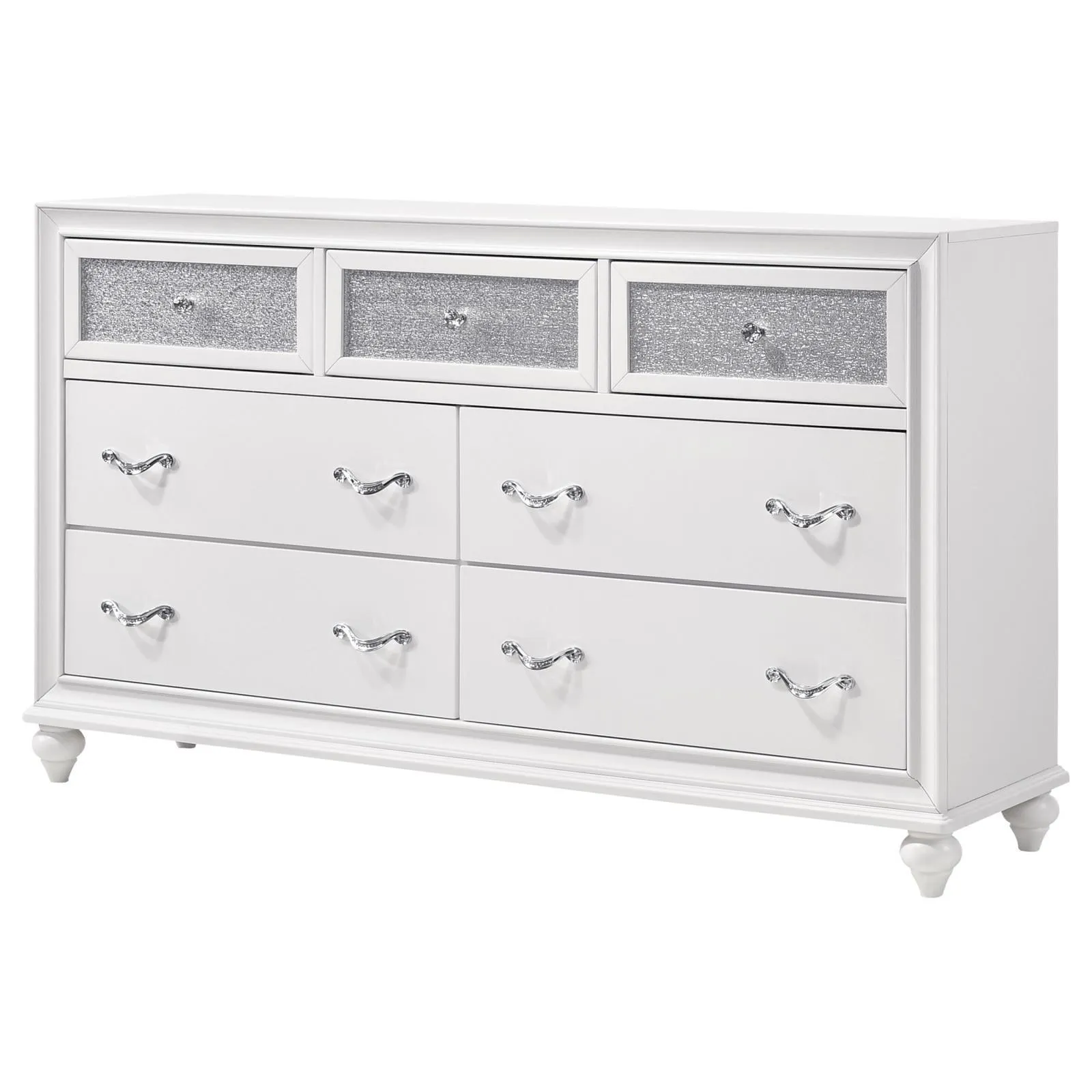 Barzini White 7-Drawer Dresser - Image 3