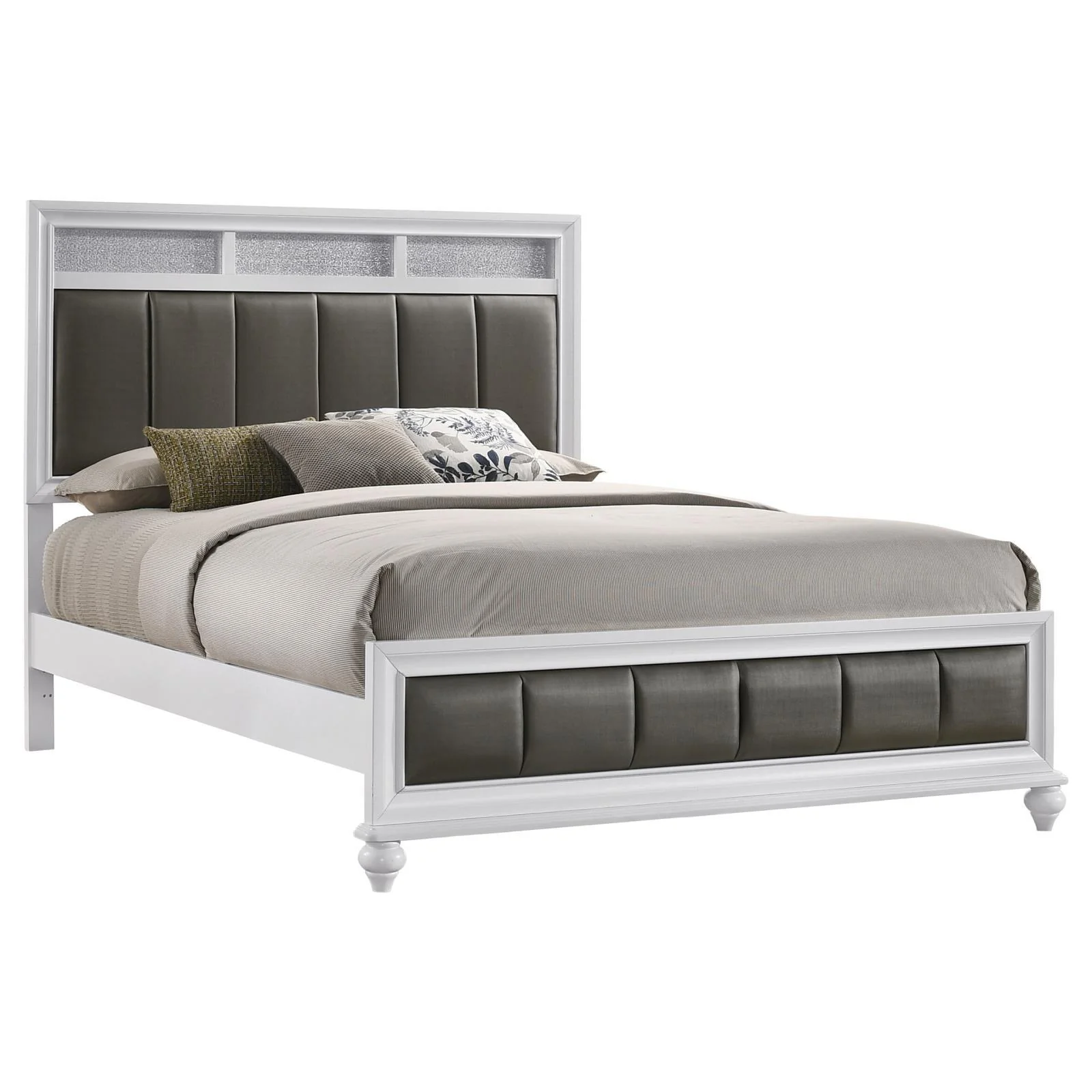 Barzini White Eastern King Upholstered Panel Bed - Image 3