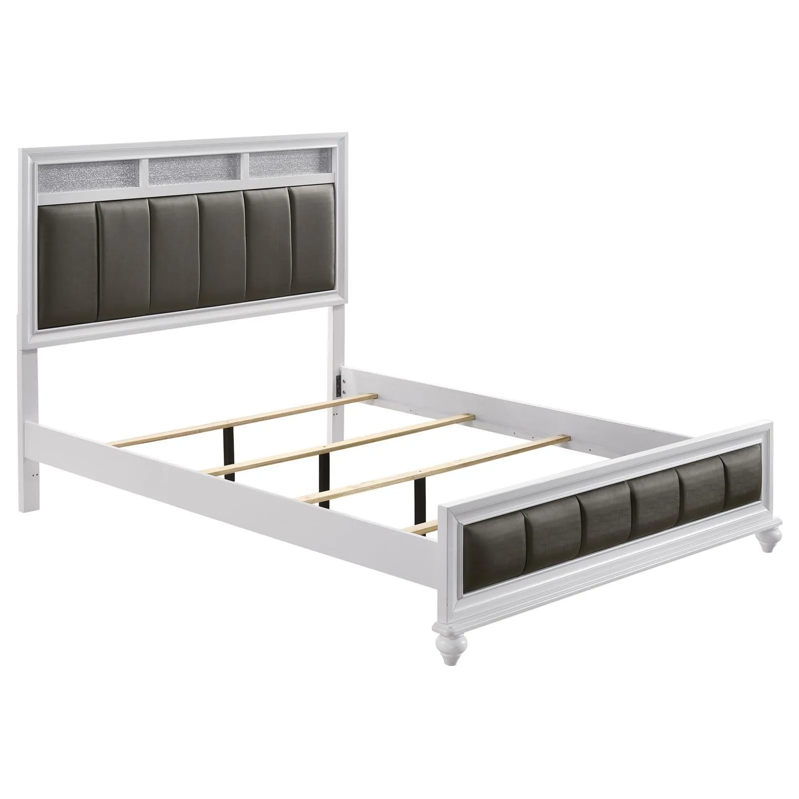 Barzini White Queen Upholstered Panel Bed - Image 3