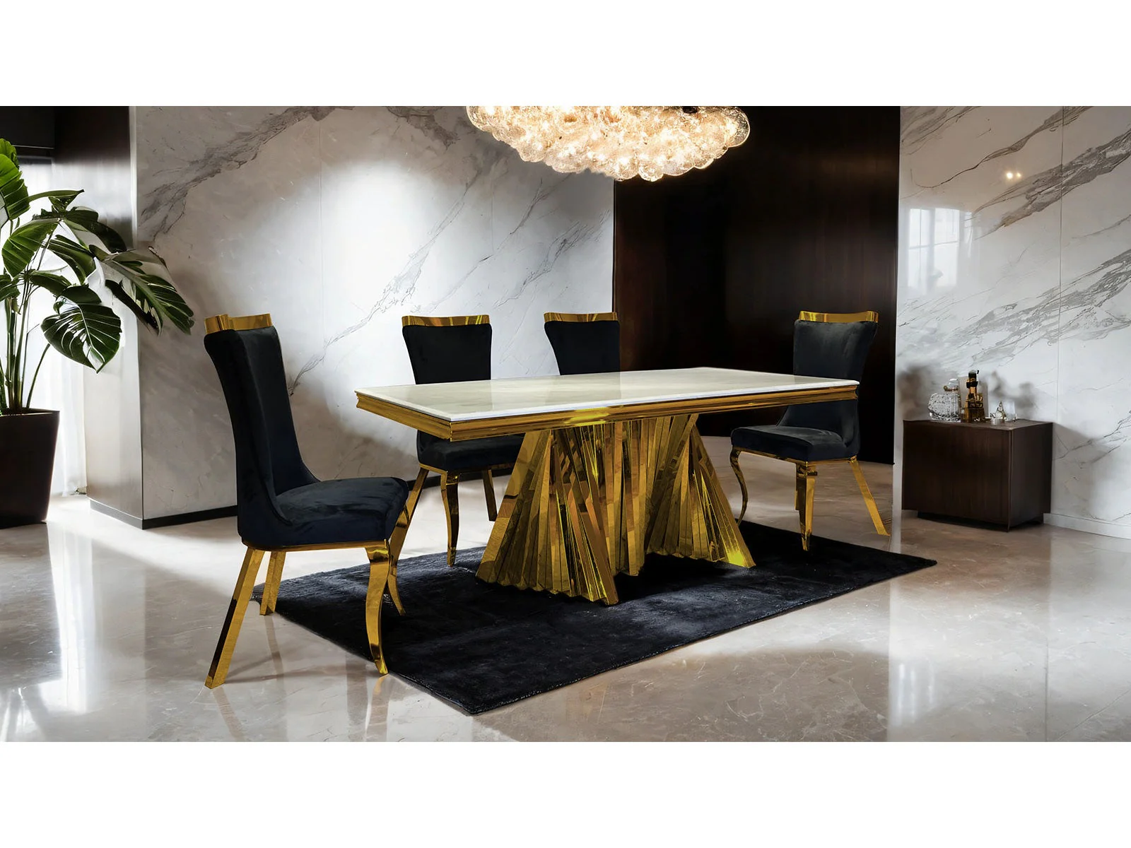 Basilicata Gold/Black 7-Piece Dining Set