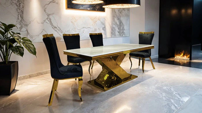 Basilicata Gold/Black Chair (Set of 2) - Image 2