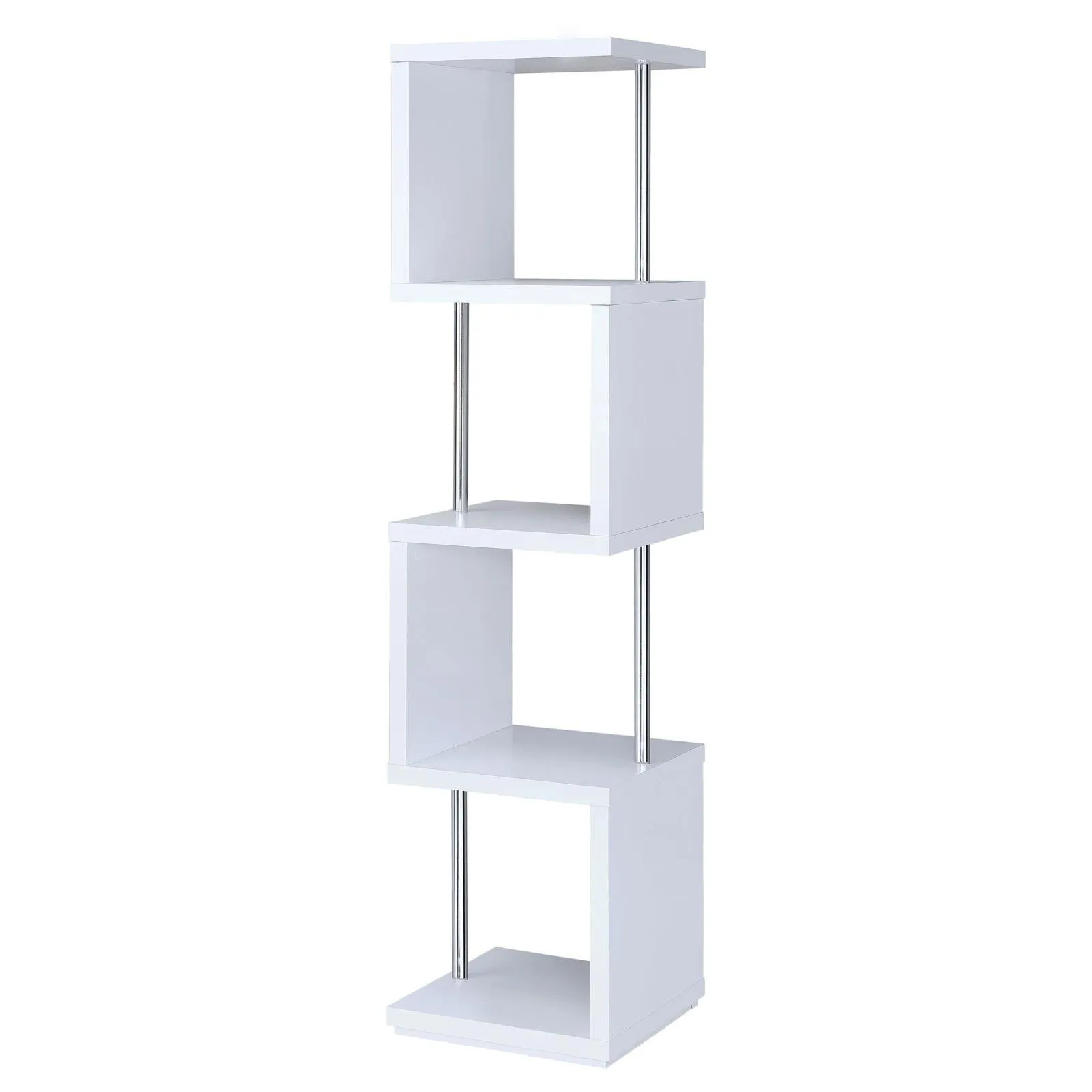 Baxter White/Chrome 4-Shelf Bookcase - Image 2