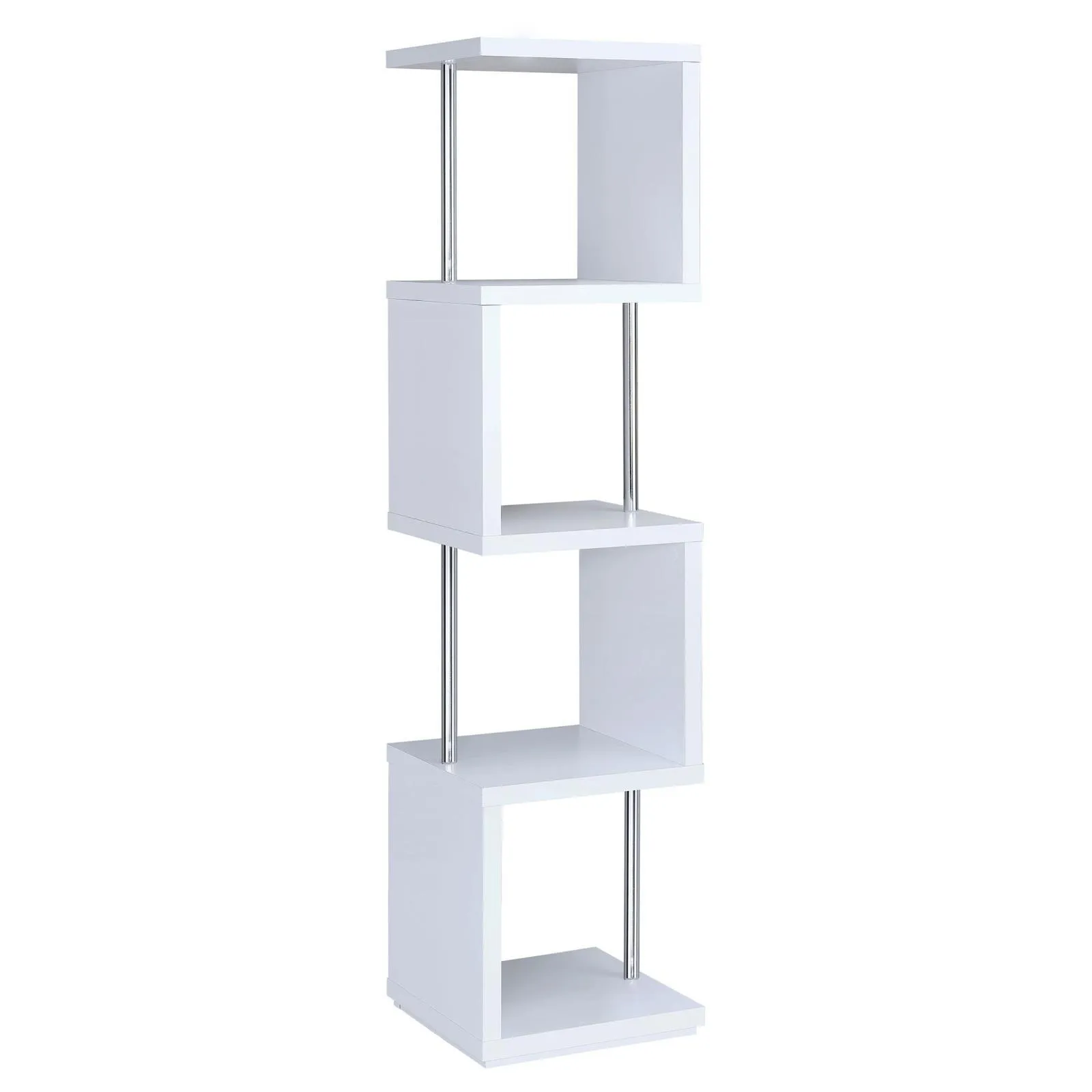 Baxter White/Chrome 4-Shelf Bookcase - Image 4