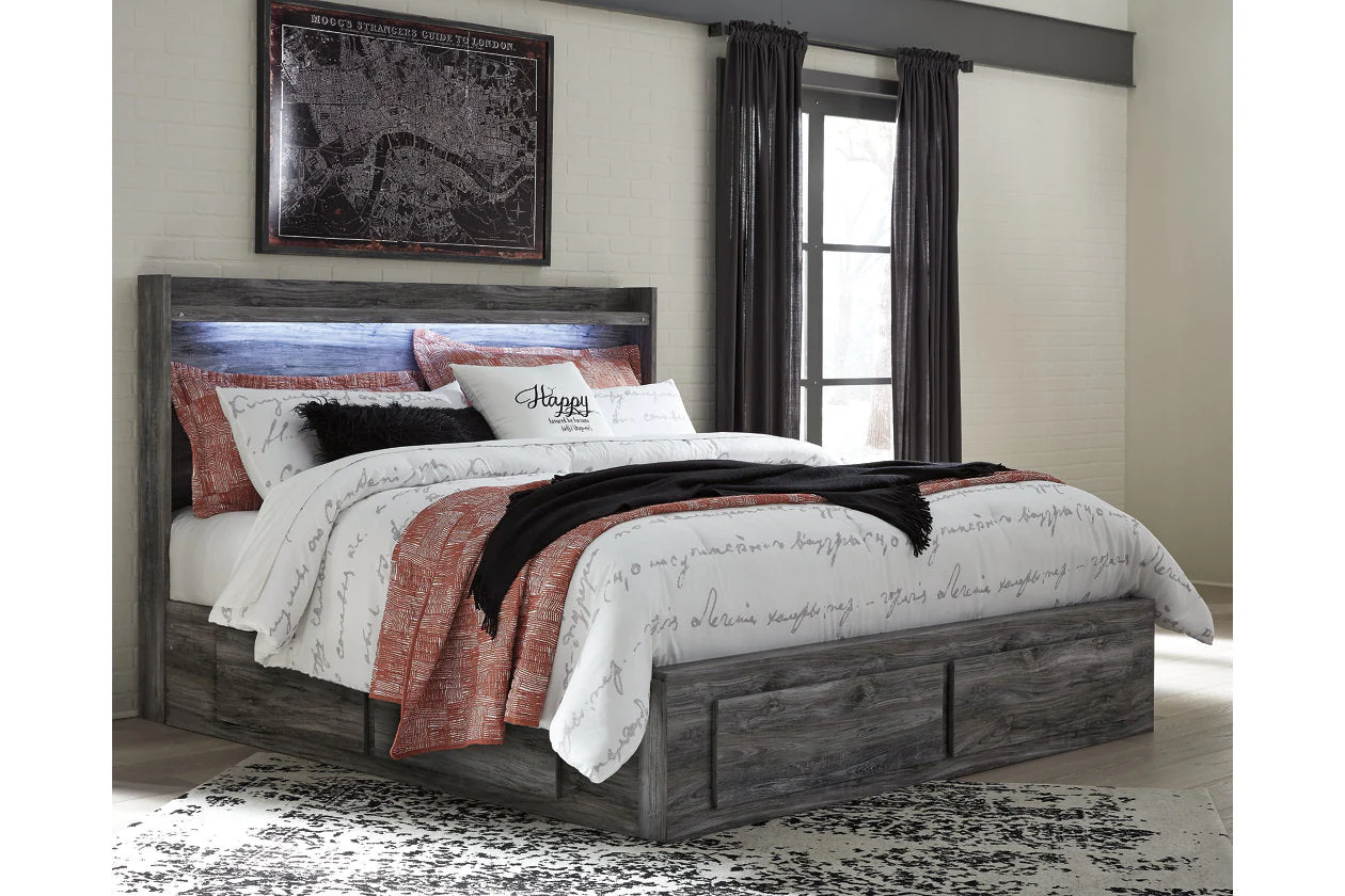 Baystorm Gray King LED Storage Platform Bed with 4 Drawers - Image 2