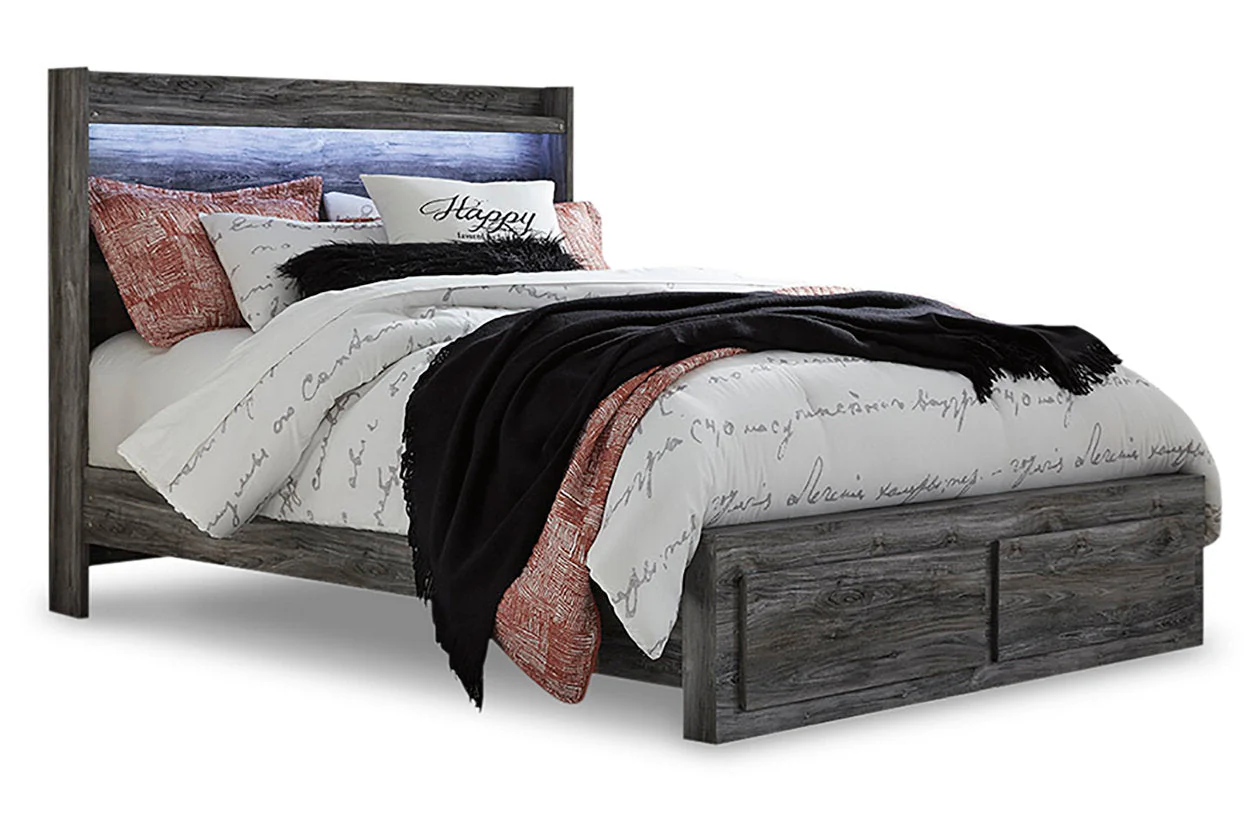 Baystorm Gray Queen LED Storage Platform Bed - Image 2