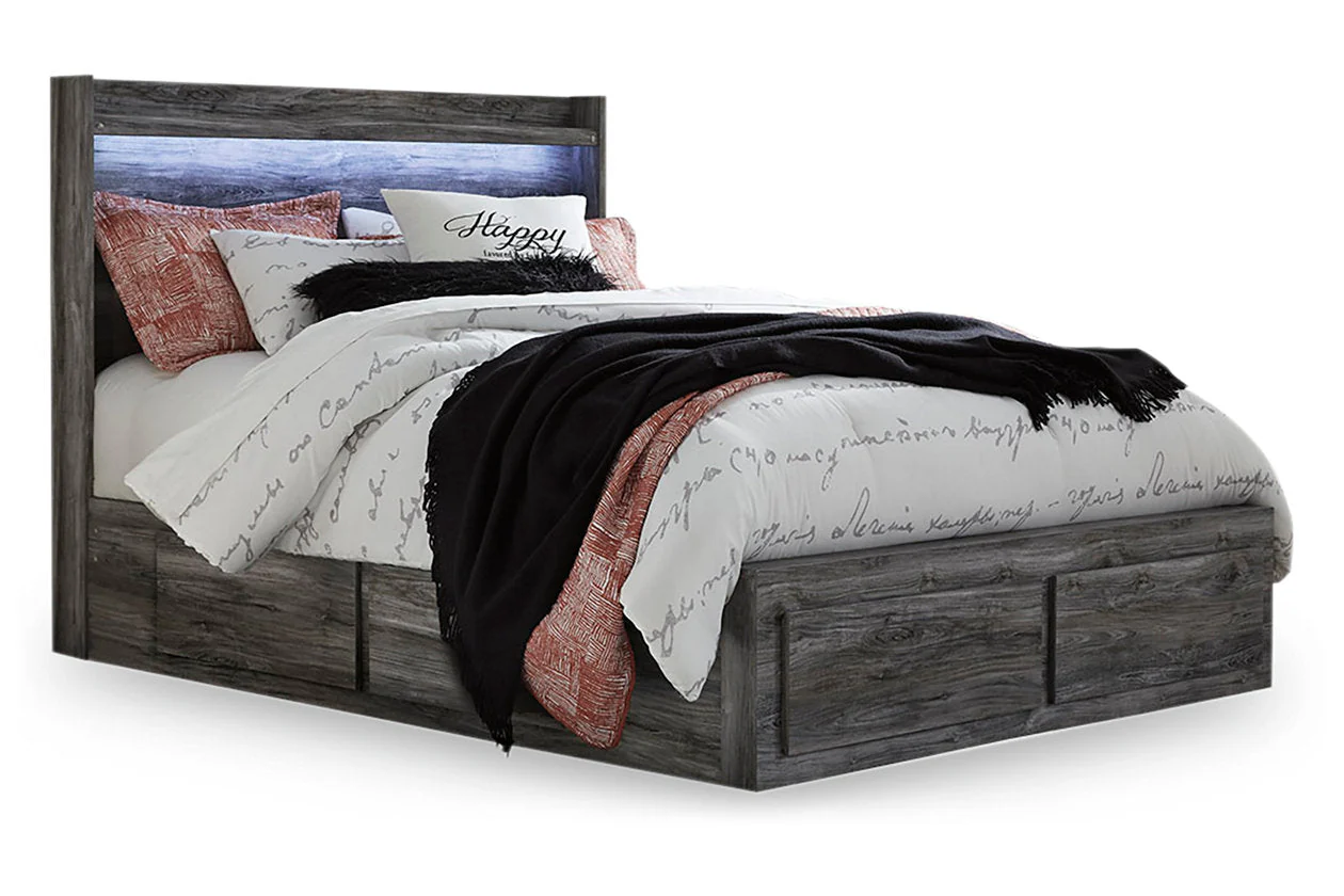 Baystorm Gray Queen LED Storage Platform Bed with 4 Drawers - Image 2
