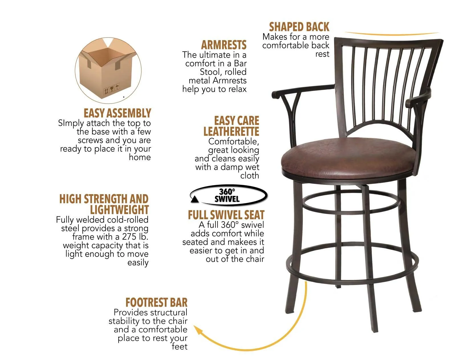 Bayview 30″ Bar Stool, Swivel - Image 2
