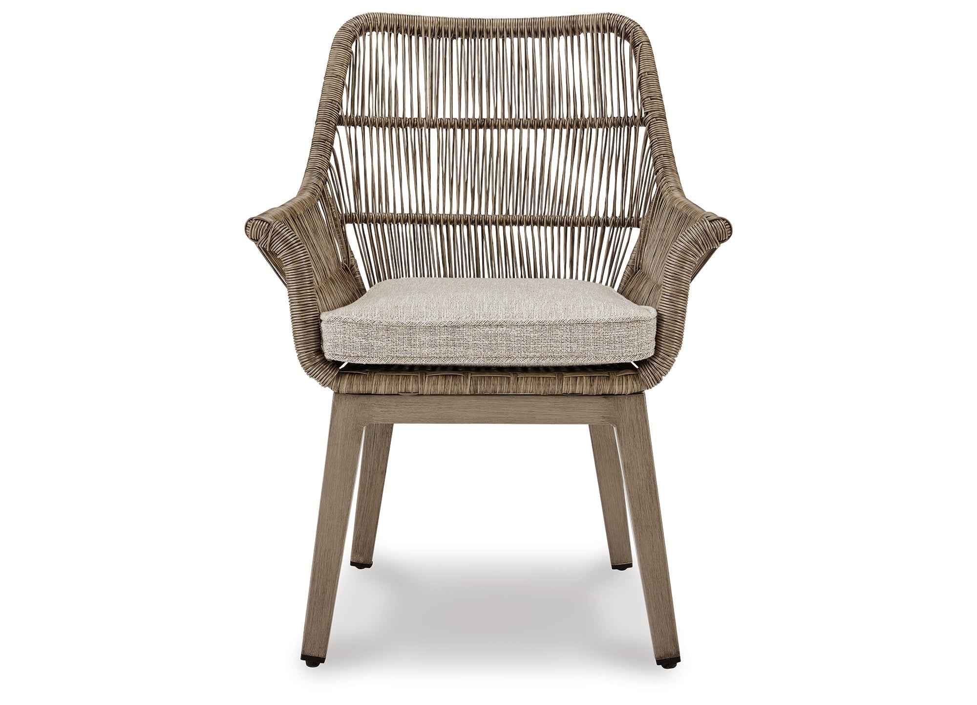 Beach Beige Front Beige Arm Chair with Cushion - Image 8