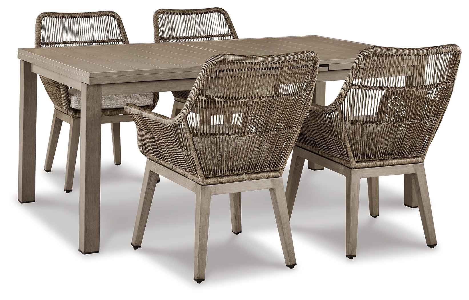 Beach Beige Front Outdoor Dining Table and 4 Chairs