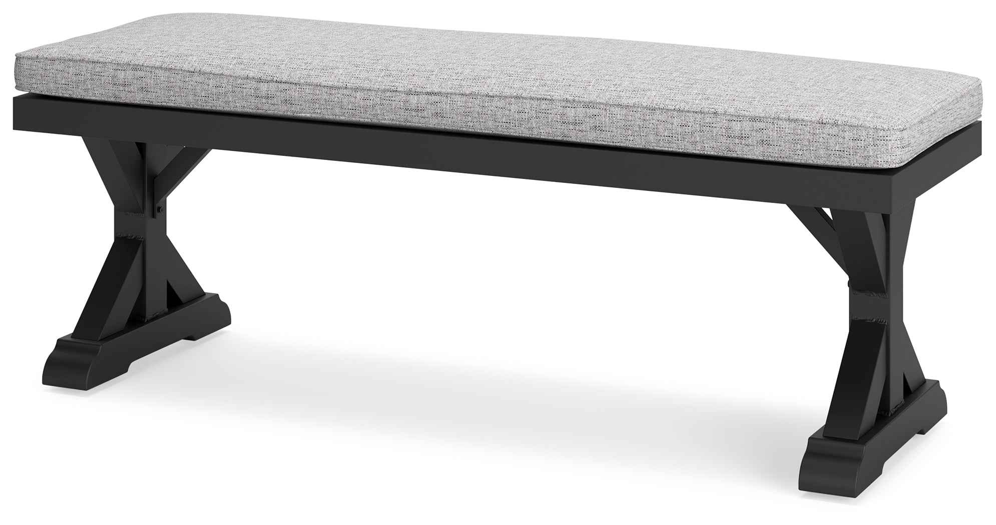 Beachcroft Black/Light Gray Outdoor Bench with Cushion - Image 2