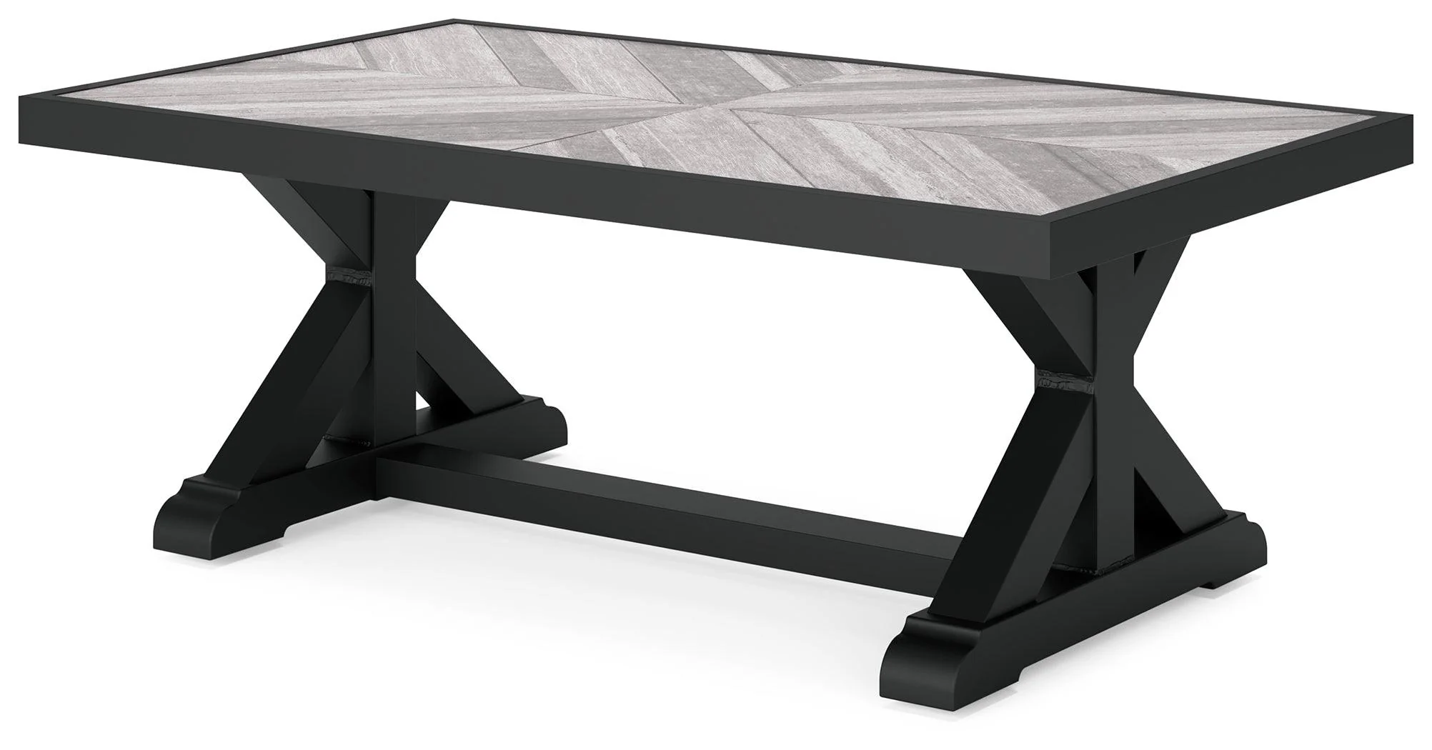 Beachcroft Black/Light Gray Outdoor Coffee Table - Image 3