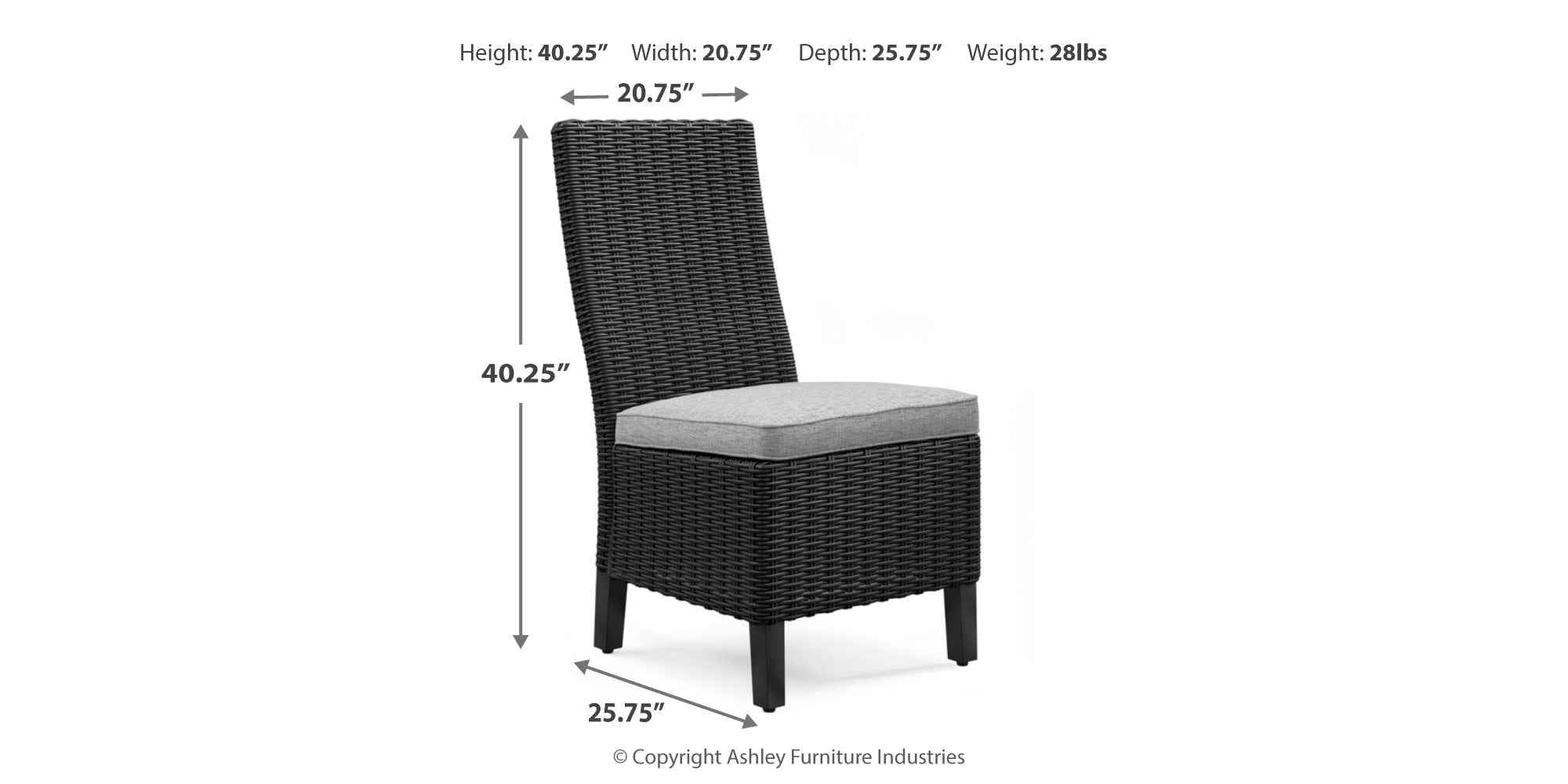 Beachcroft Black/Light Gray Outdoor Dining Table and 6 Chairs - Image 8