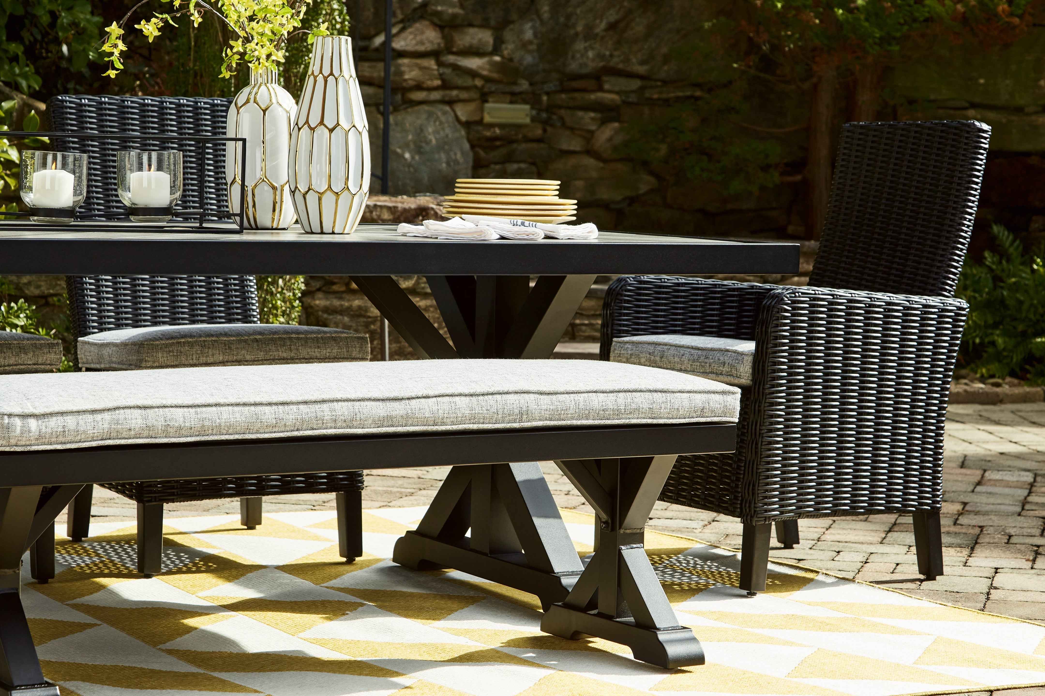 Beachcroft Black/Light Gray Outdoor Dining Table - Image 7