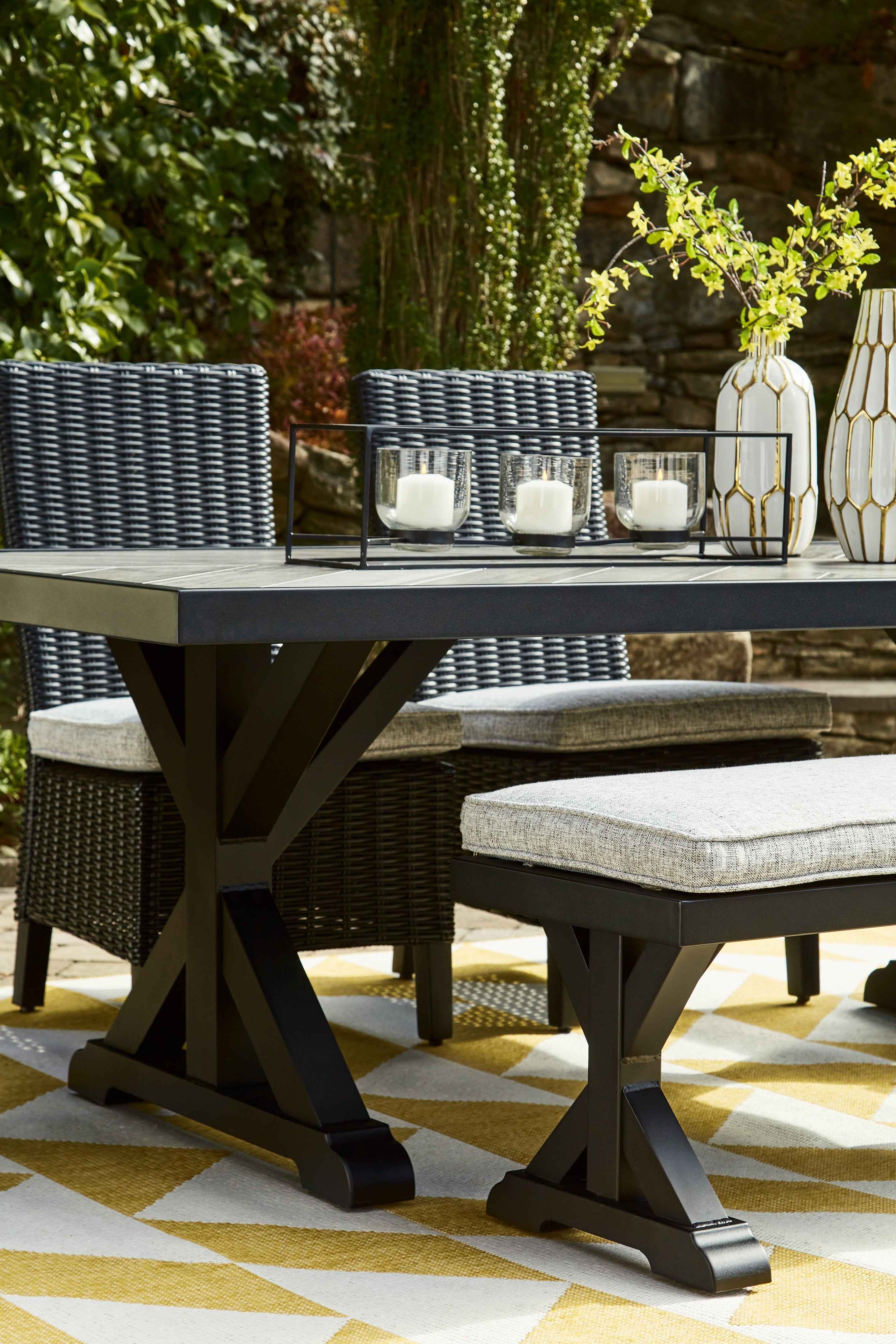 Beachcroft Black/Light Gray Outdoor Dining Table - Image 9