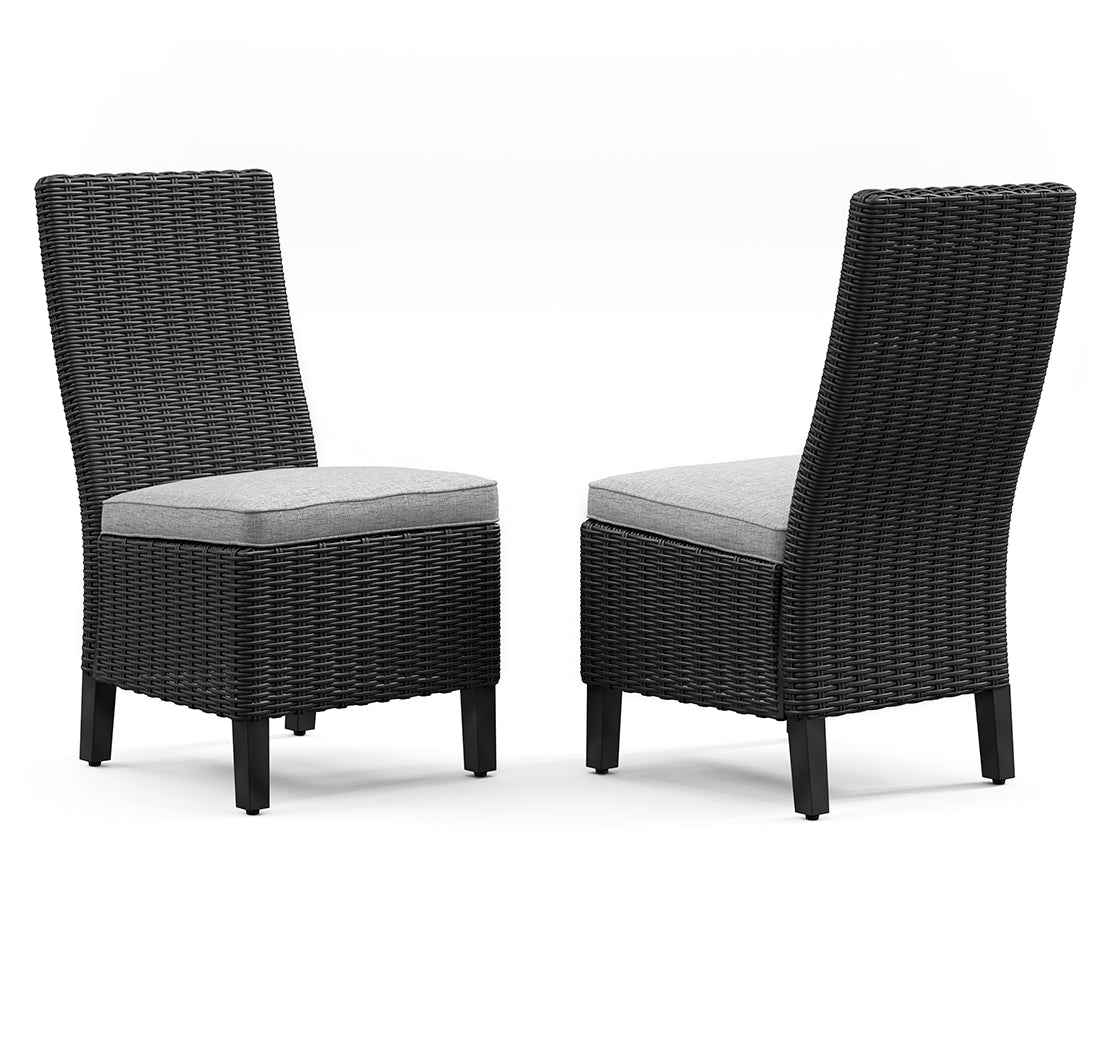 Beachcroft Black/Light Gray Outdoor Side Chair with Cushion - Image 2