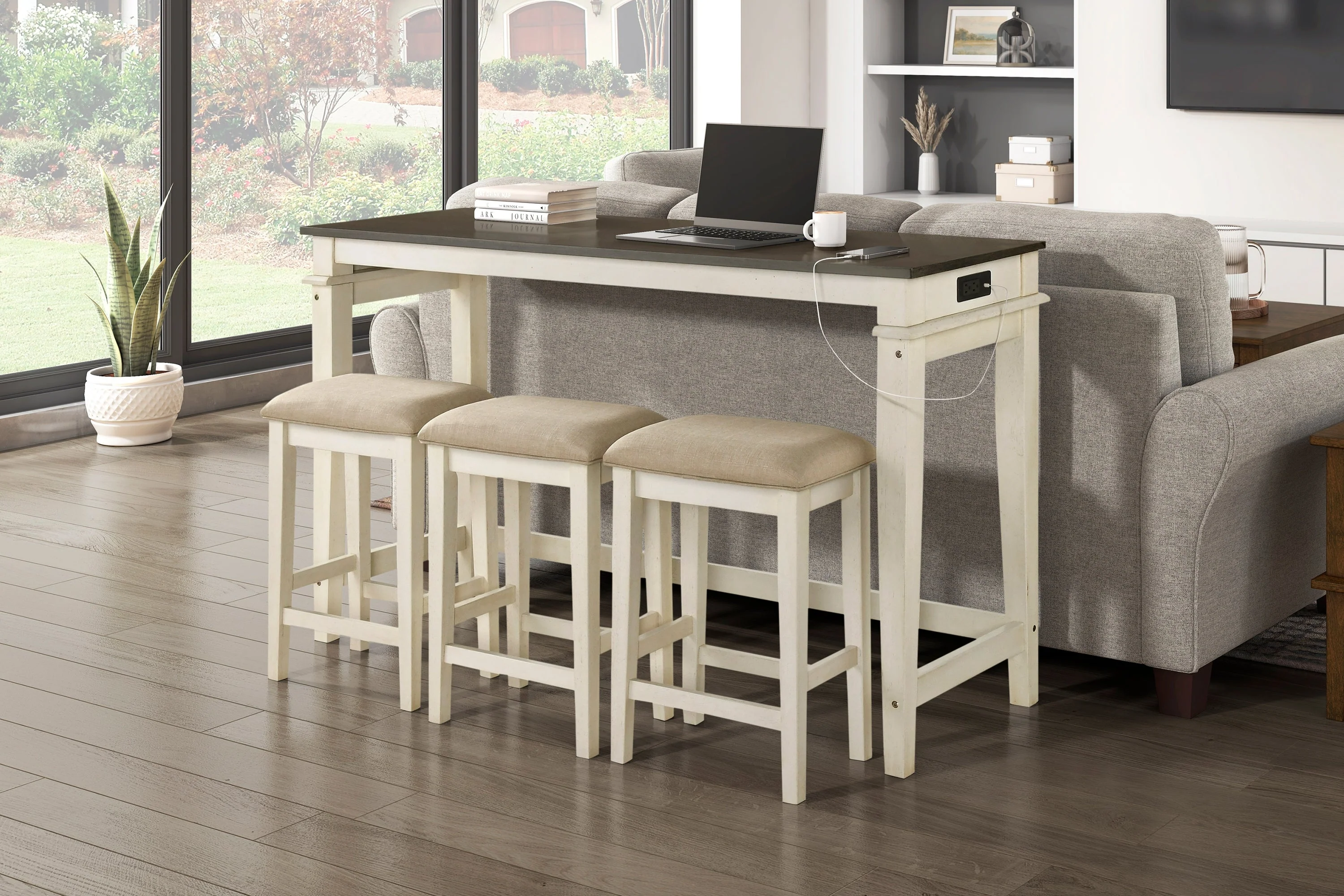 Beacon Walnut & Buttermilk 4-Piece Pack Counter Height Set