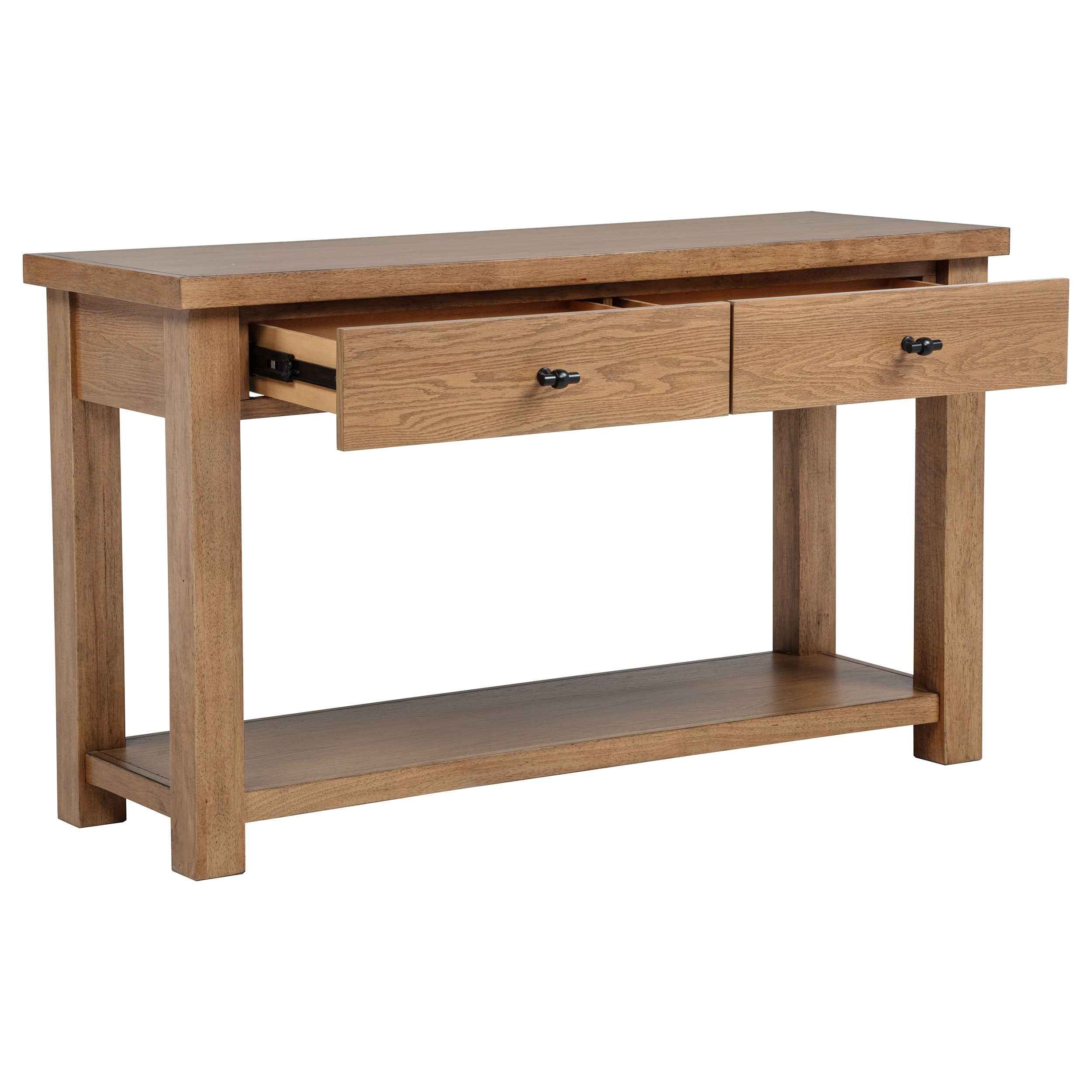 Beasley Golden Oak 2-Drawer Wood Console Table - Image 3
