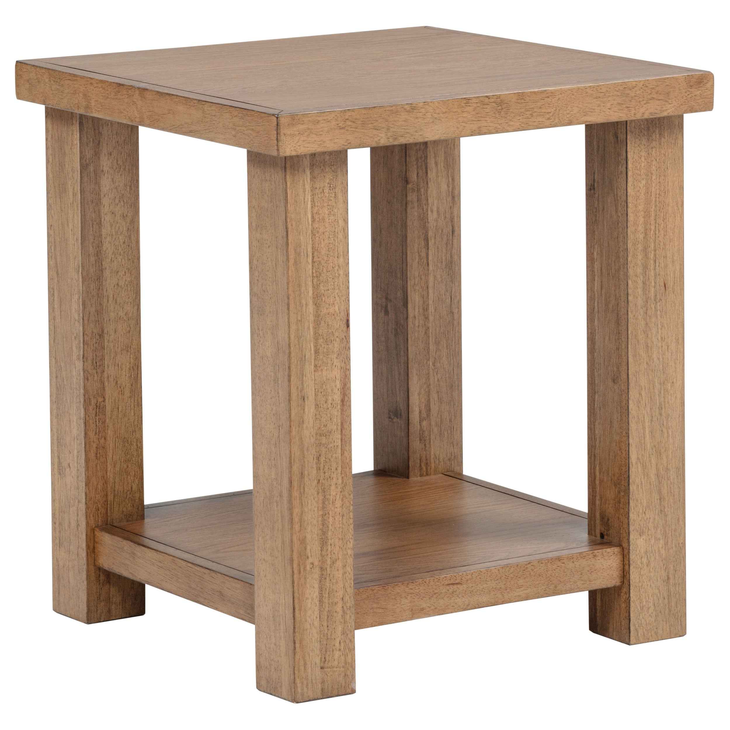 Beasley Golden Oak Square Wood End Side Table With Shelf - Image 2