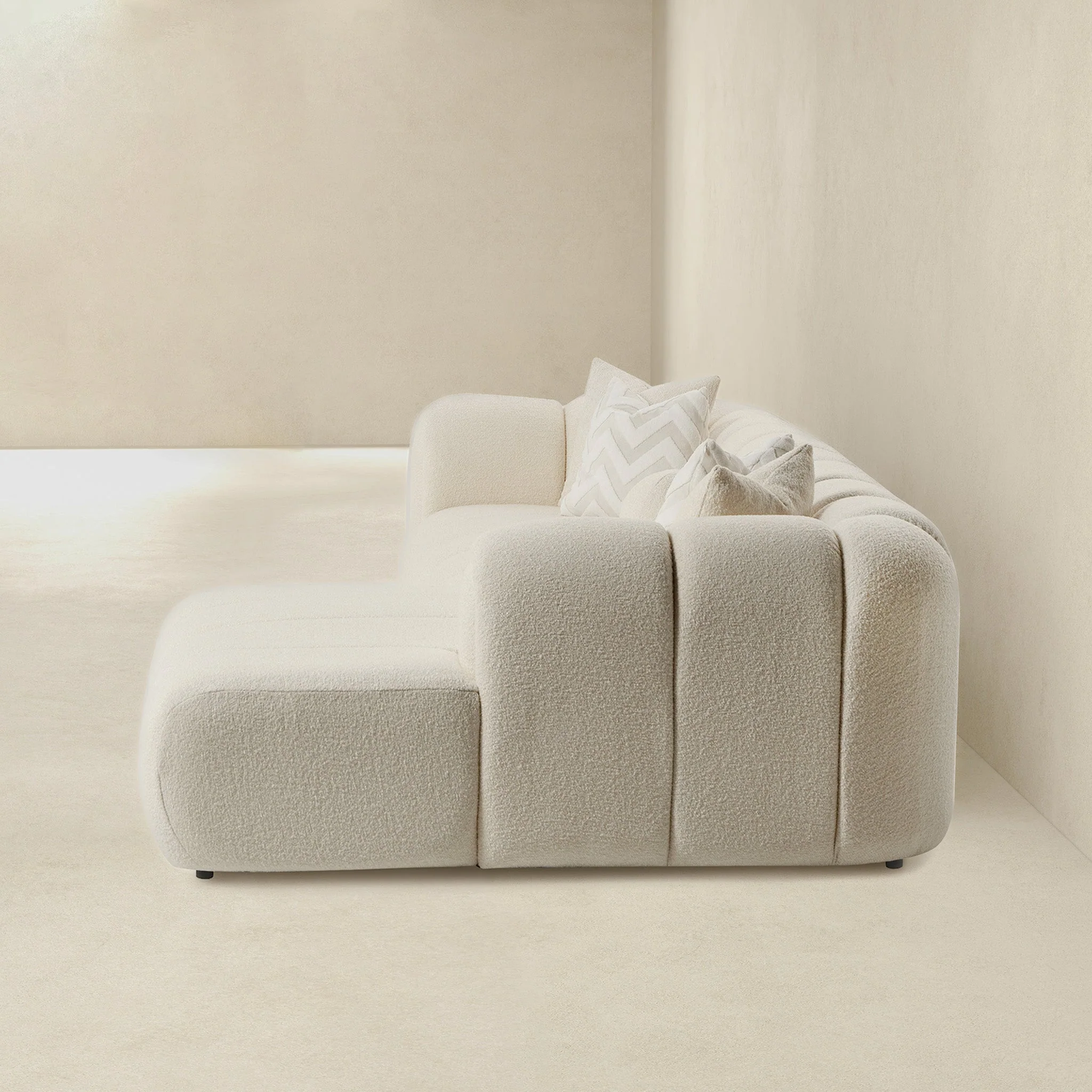 Beatrice Modern Tufted Ivory Boucle Right-Facing Sectional Sofa - Image 5
