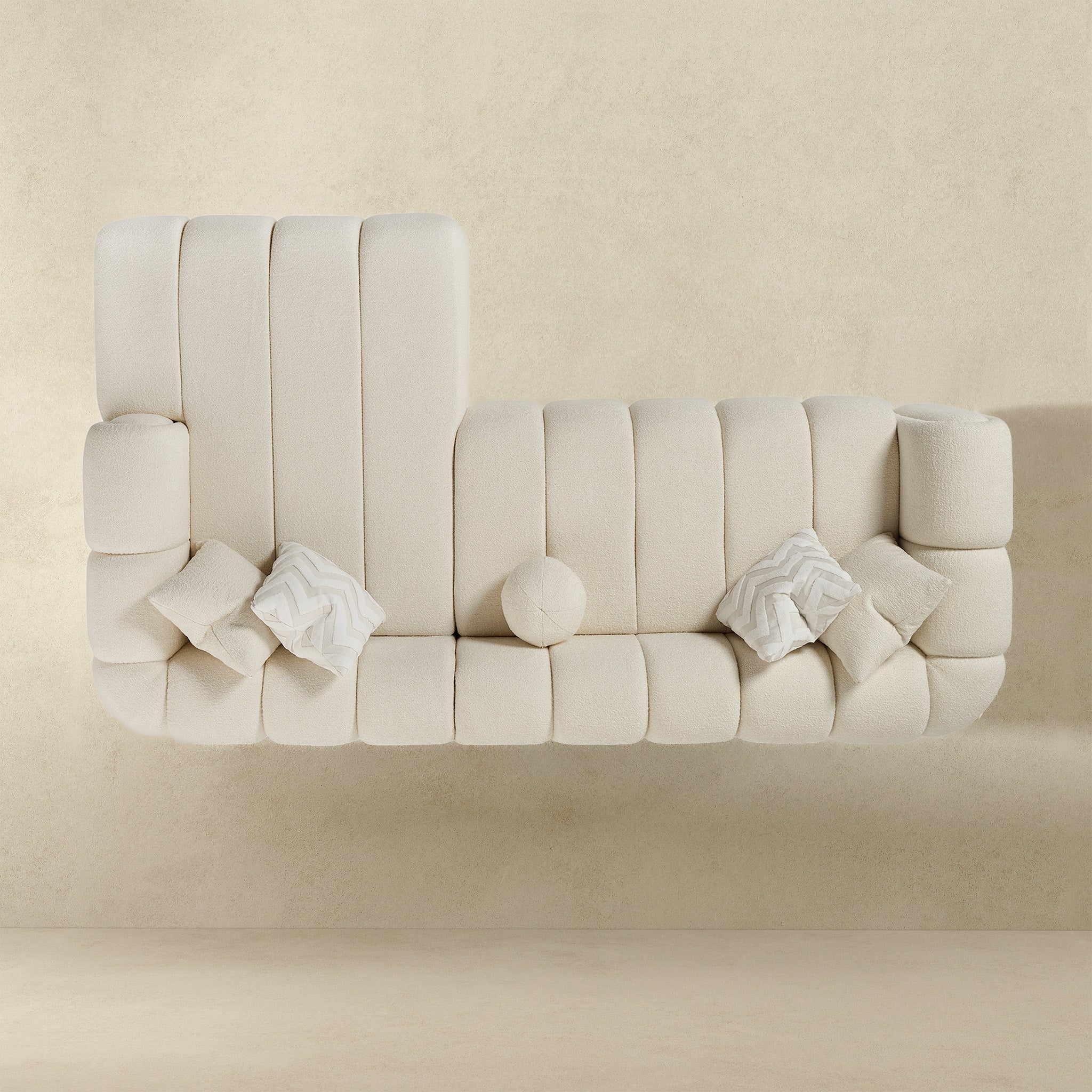 Beatrice Modern Tufted Ivory Boucle Right-Facing Sectional Sofa - Image 6