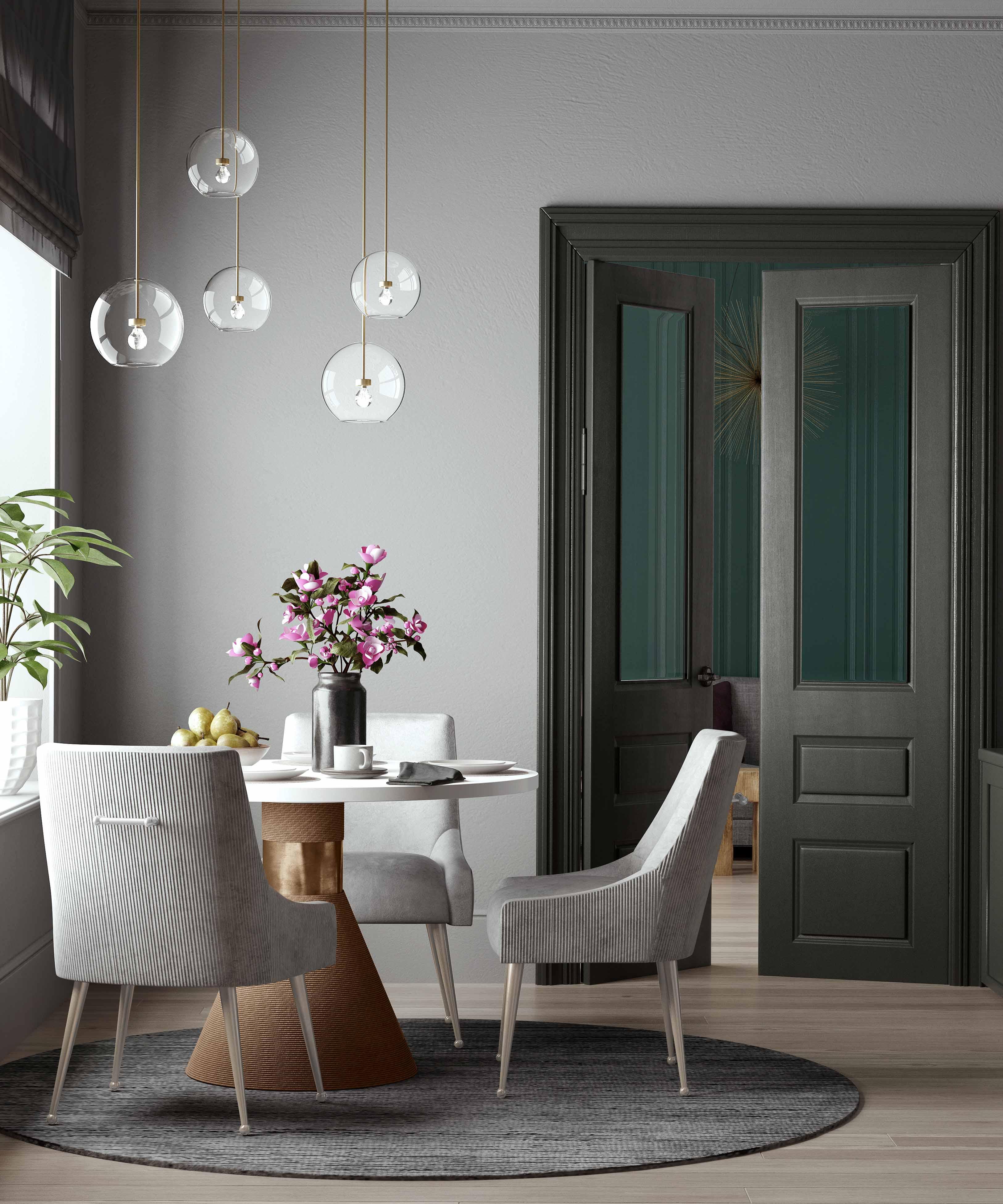 Beatrix Pleated Light Grey Velvet Side Chair - Silver Legs - Image 7