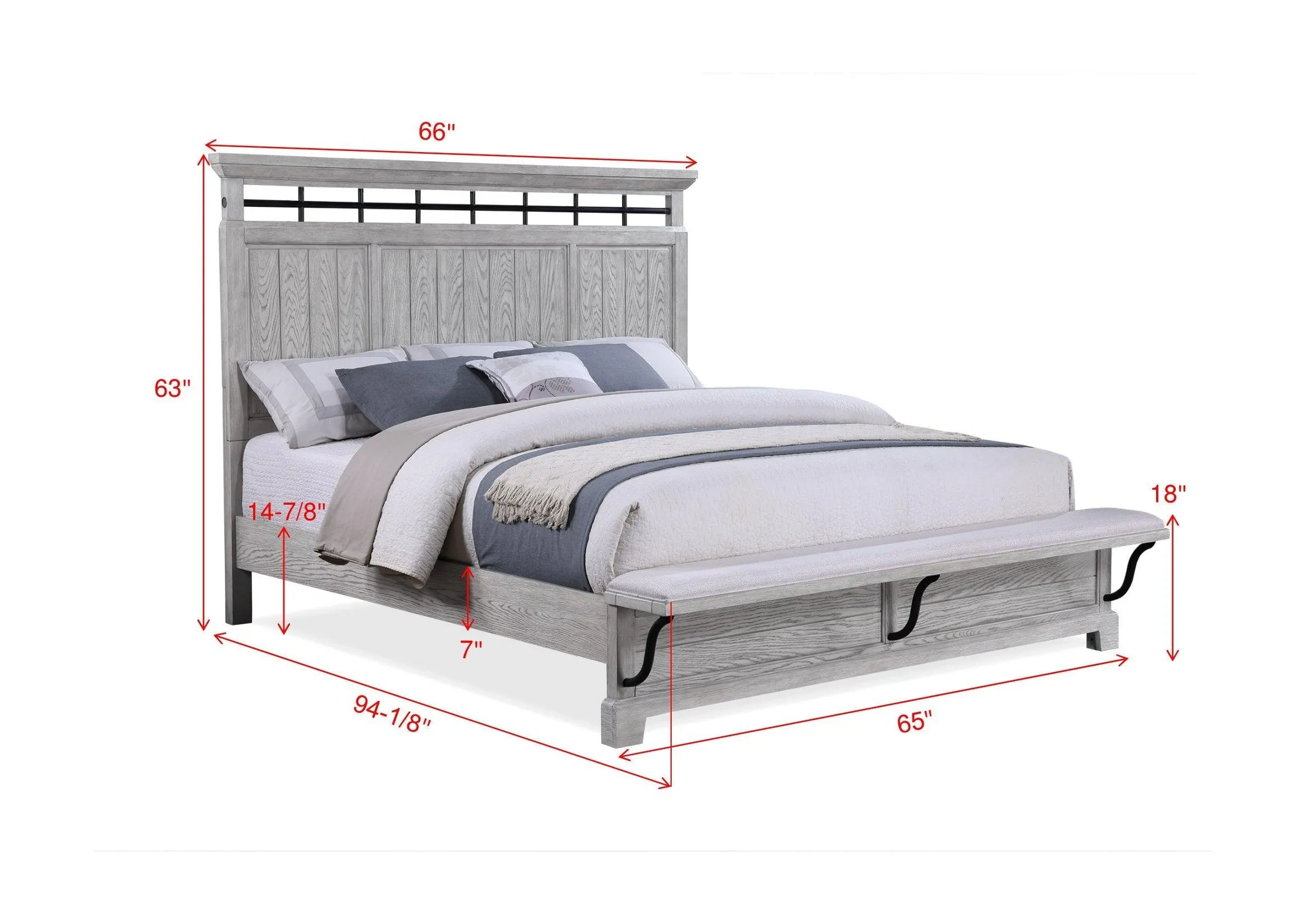 Beckett Rustic Gray Footboard Bench Panel Bedroom Set - Image 15