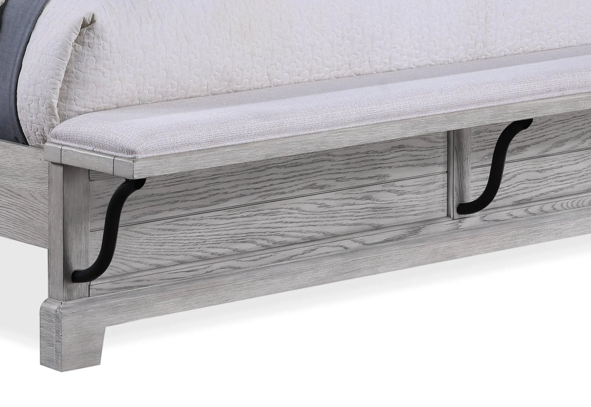 Beckett Rustic Gray Footboard Bench Panel Bedroom Set - Image 4