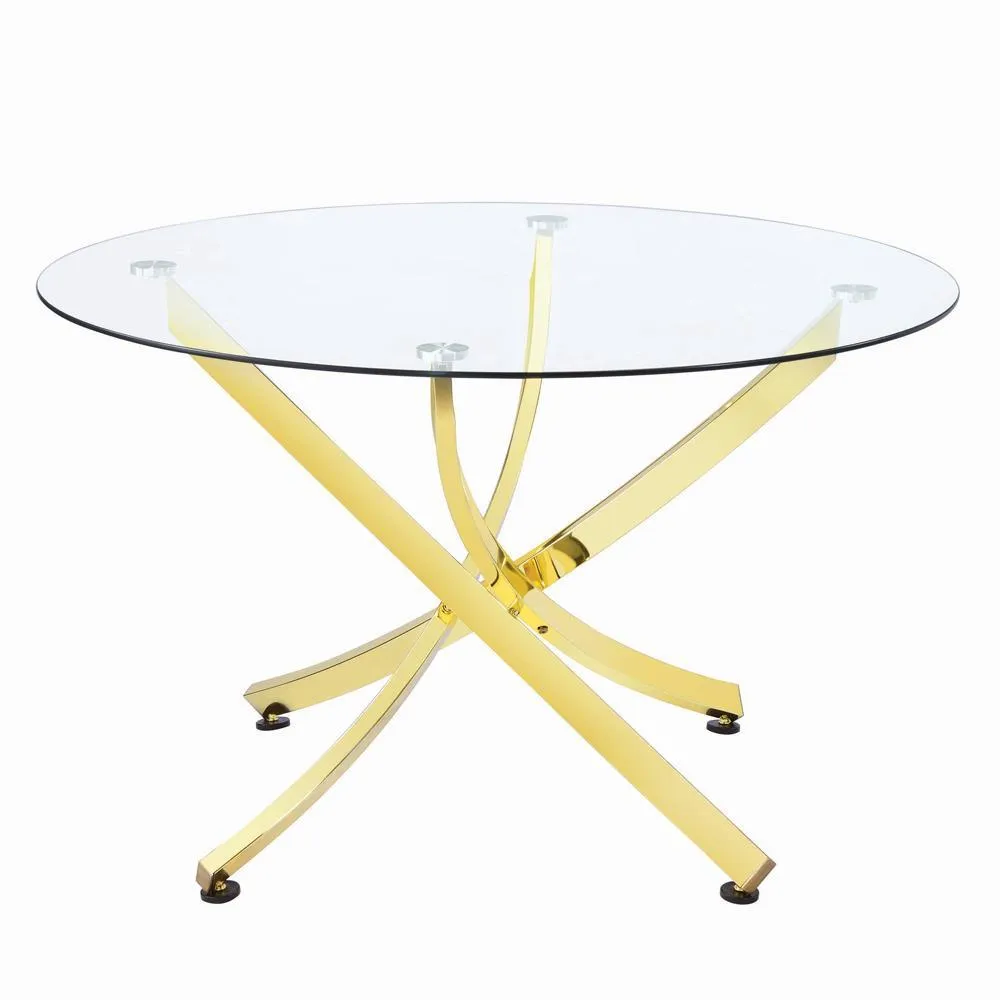 Beckham Brass and Clear Round Dining Table - Image 2