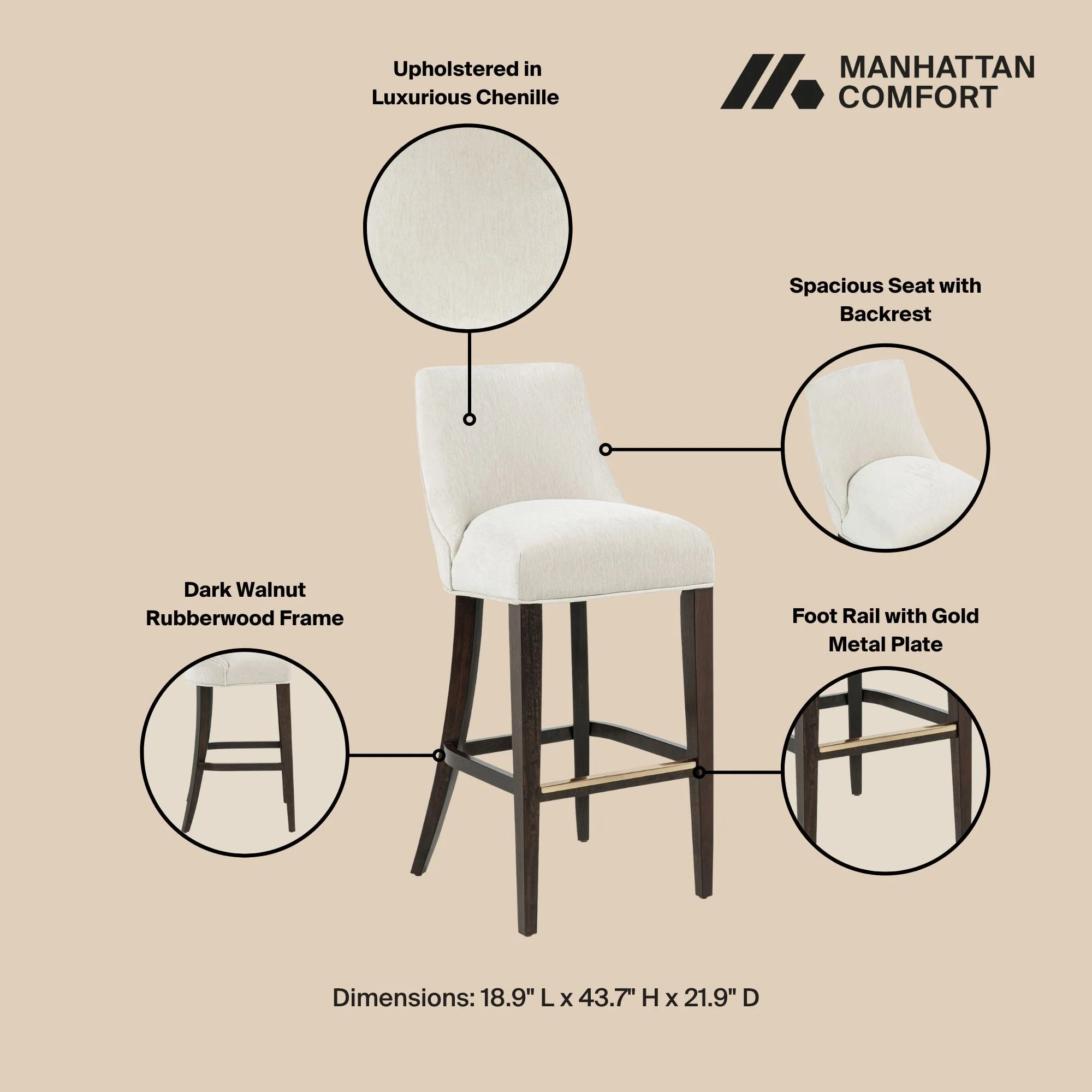 Beever Barstool in Cream (set of 2) - Image 4