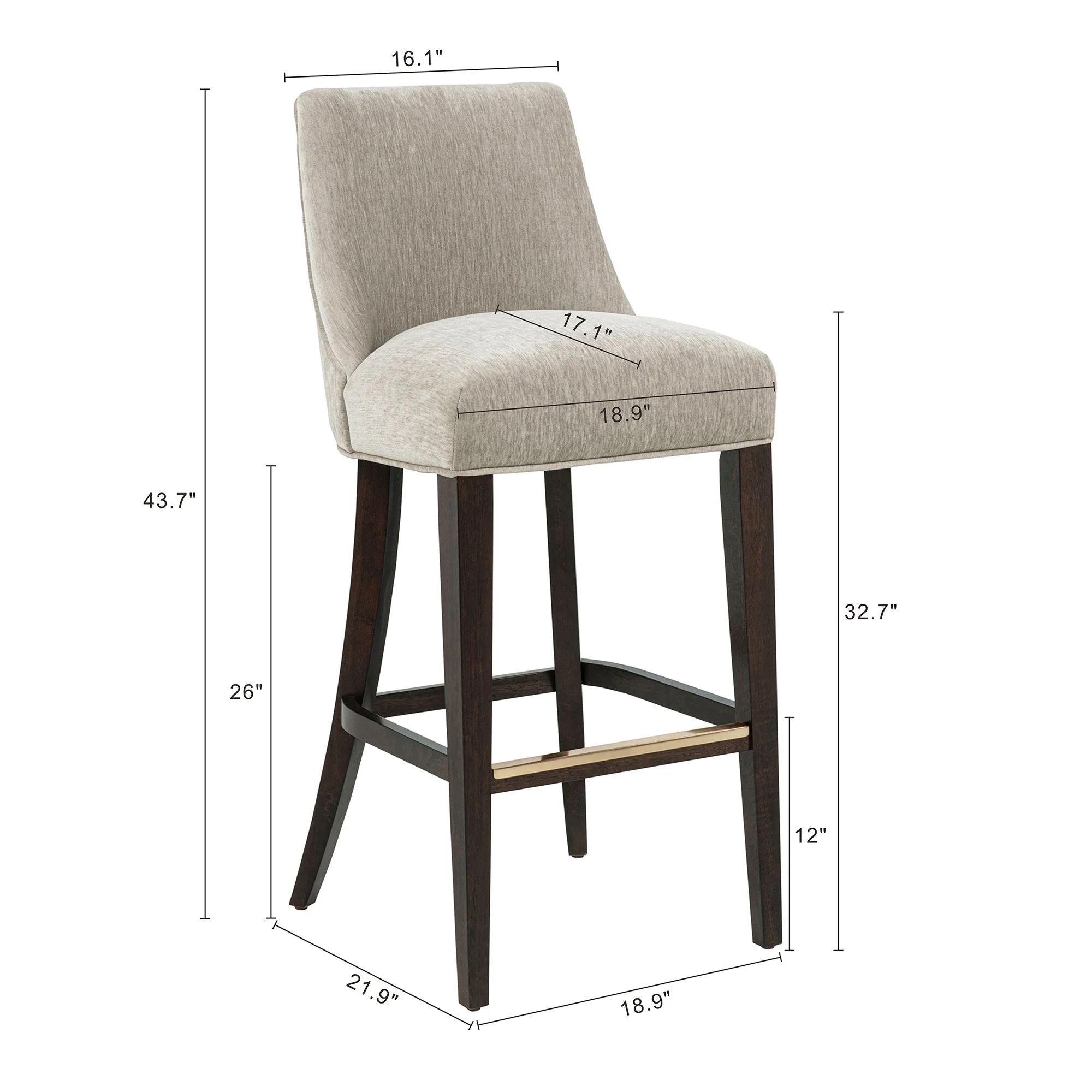 Beever Barstool in Taupe (set of 2) - Image 3