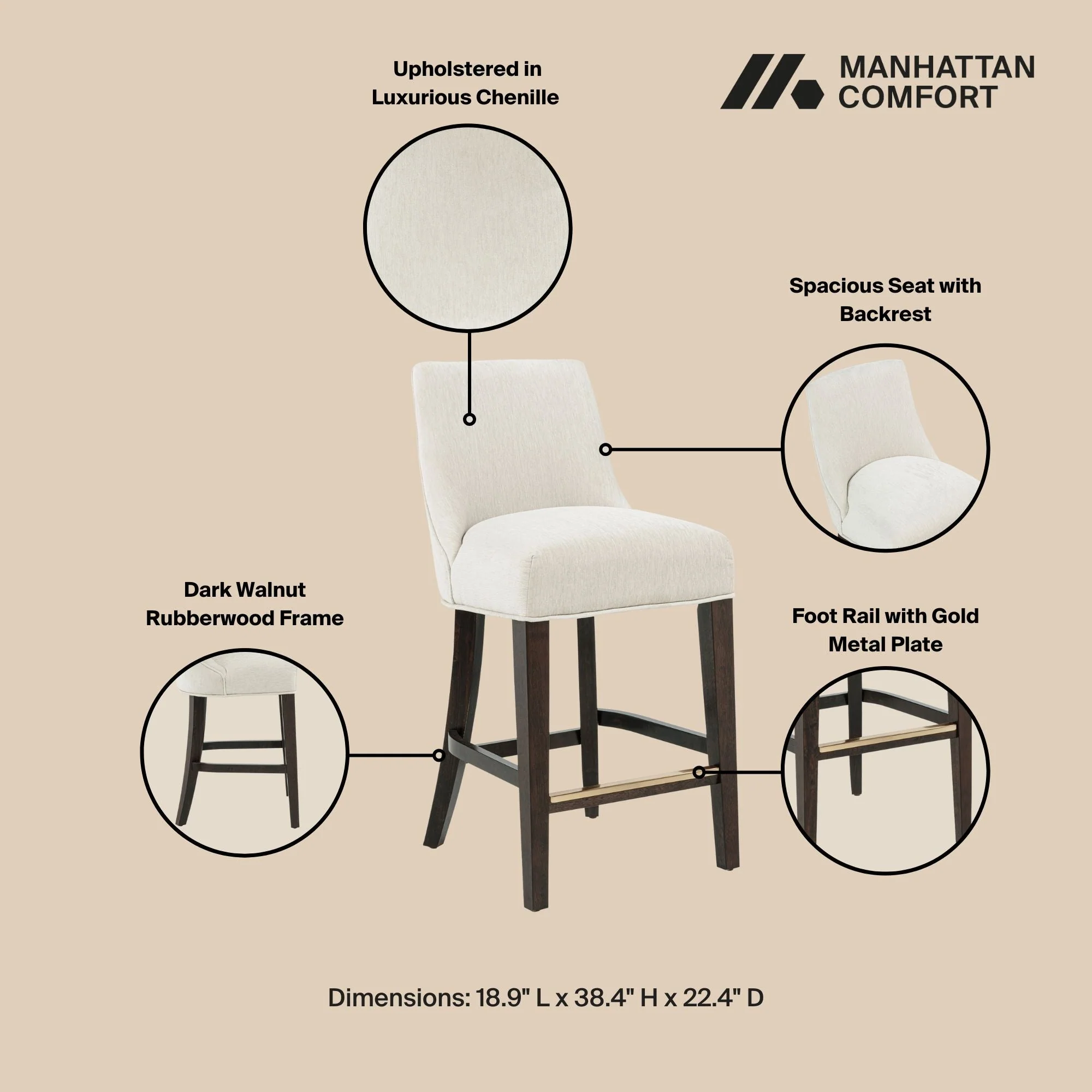 Beever Counter Stool in Cream (set of 3) - Image 4