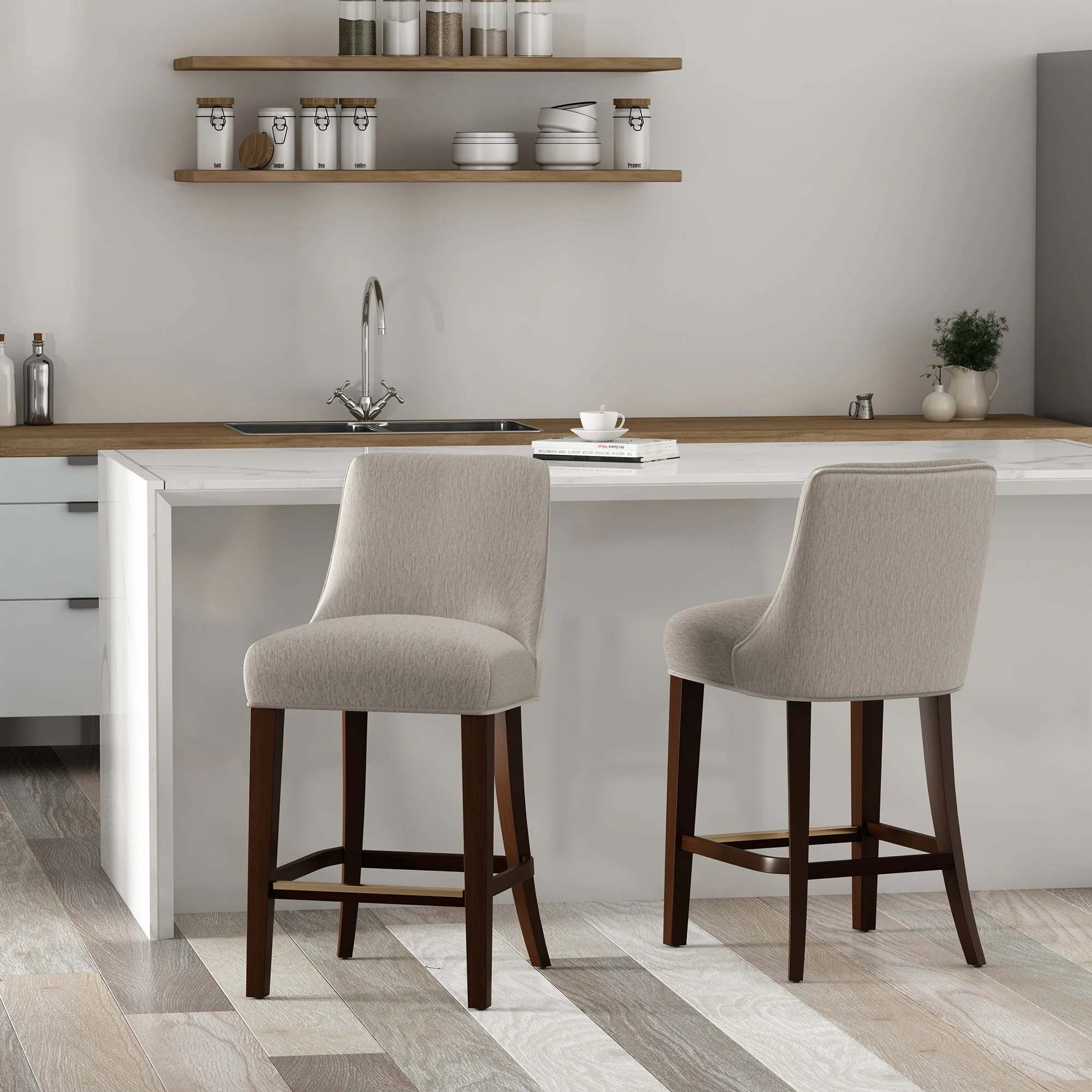 Beever Counter Stool in Taupe (set of 2) - Image 2