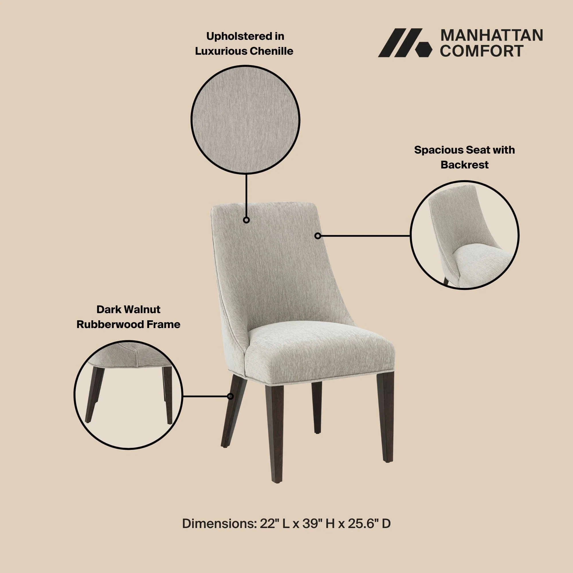 Beever Dining Chair in Taupe (set of 4) - Image 4