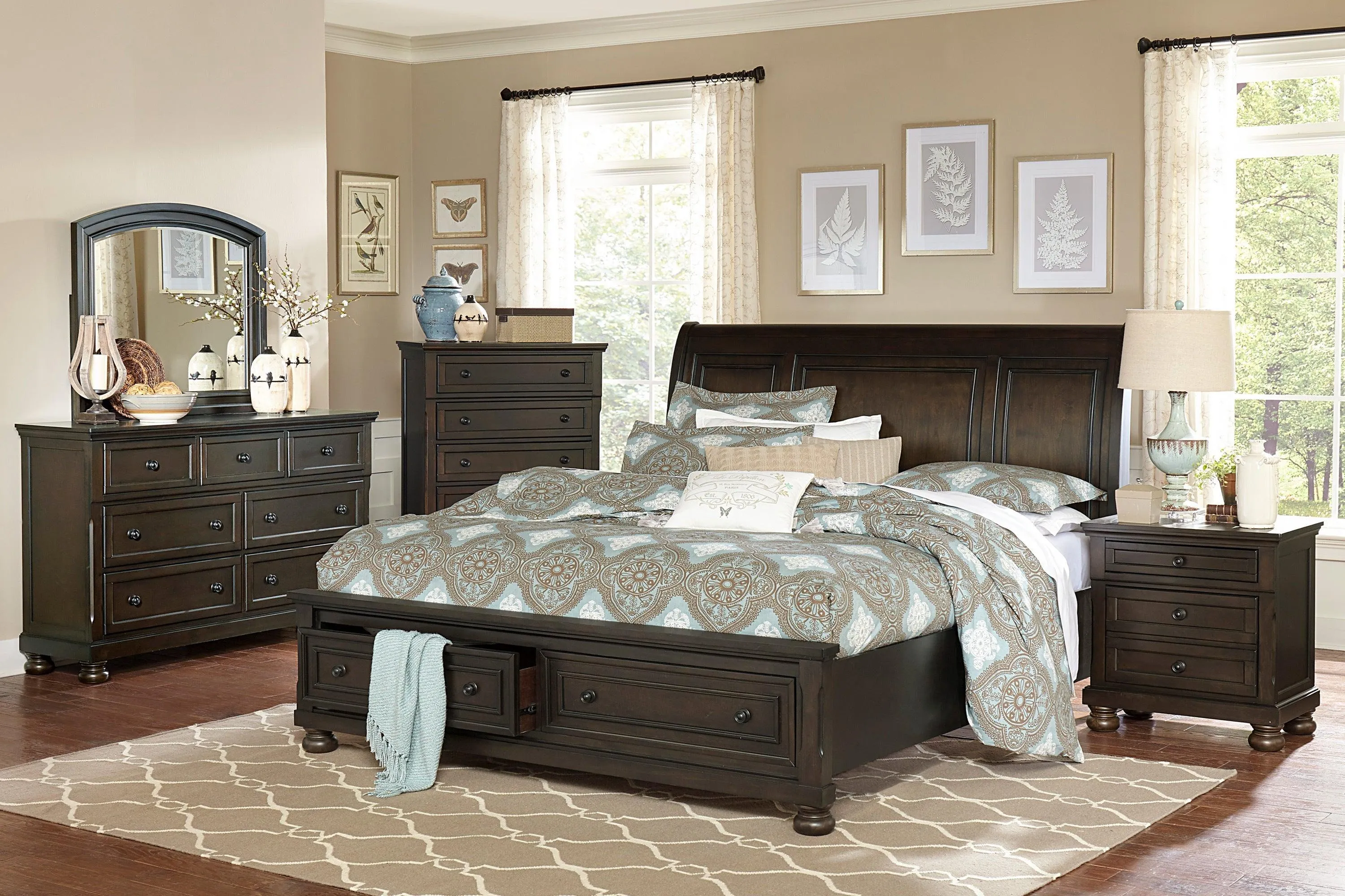 Begonia Grayish Brown King Sleigh Storage Platform Bed - Image 2