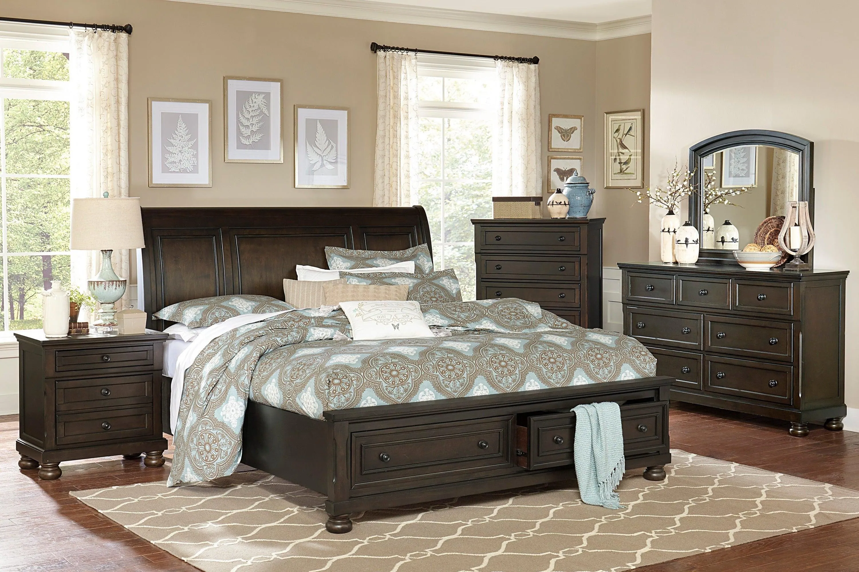 Begonia Grayish Brown Queen Sleigh Storage Platform Bed - Image 2