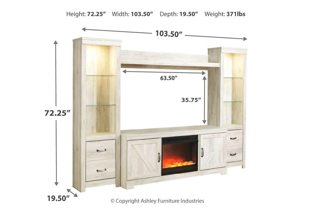 Bellaby Whitewash 4-Piece Entertainment Center with Fireplace - Image 4