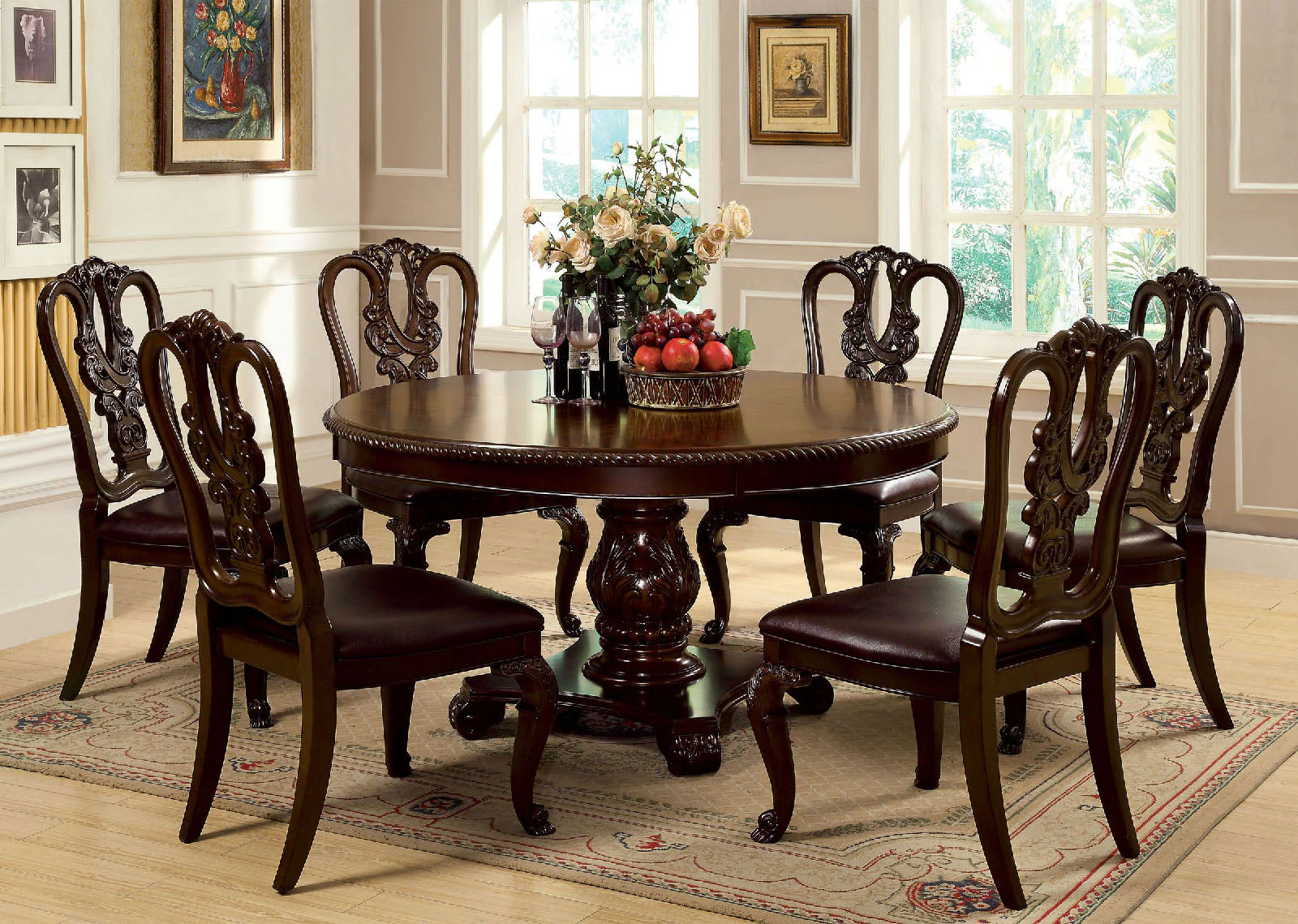 Bellagio Brown Cherry/Dark Brown Wooden Side Chair, Set of 2 - Image 3
