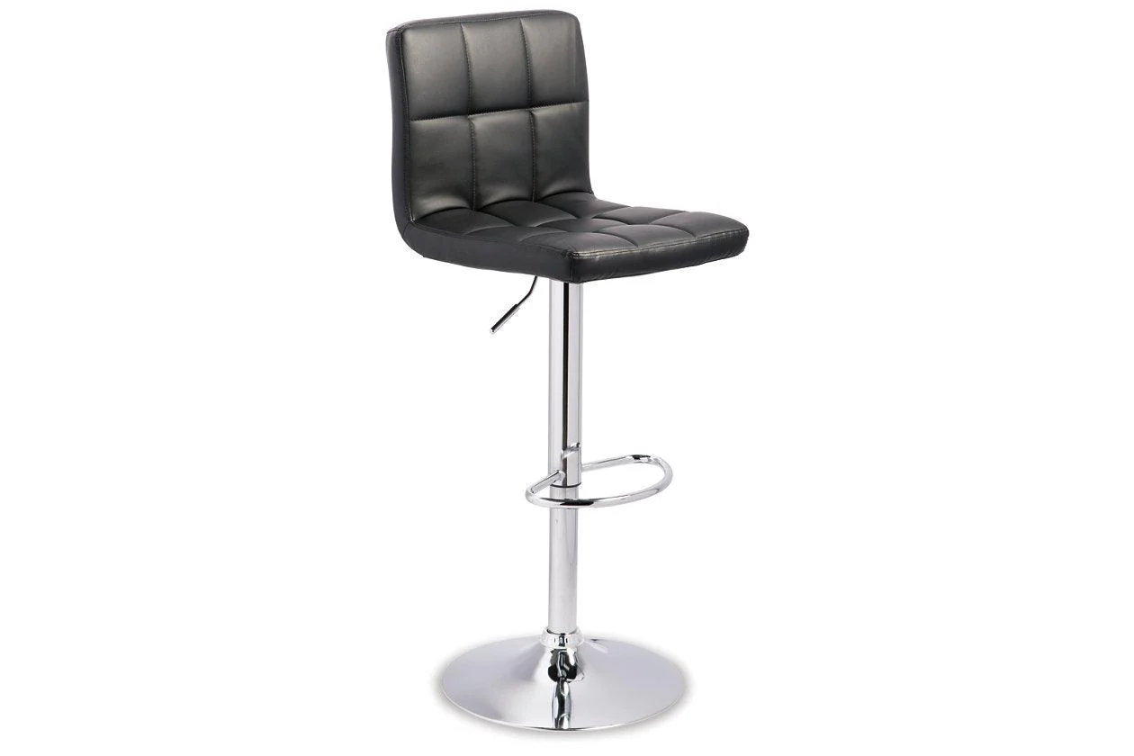 Bellatier Black/Chrome Finish Adjustable Height Barstool, Set of 2 - Image 2
