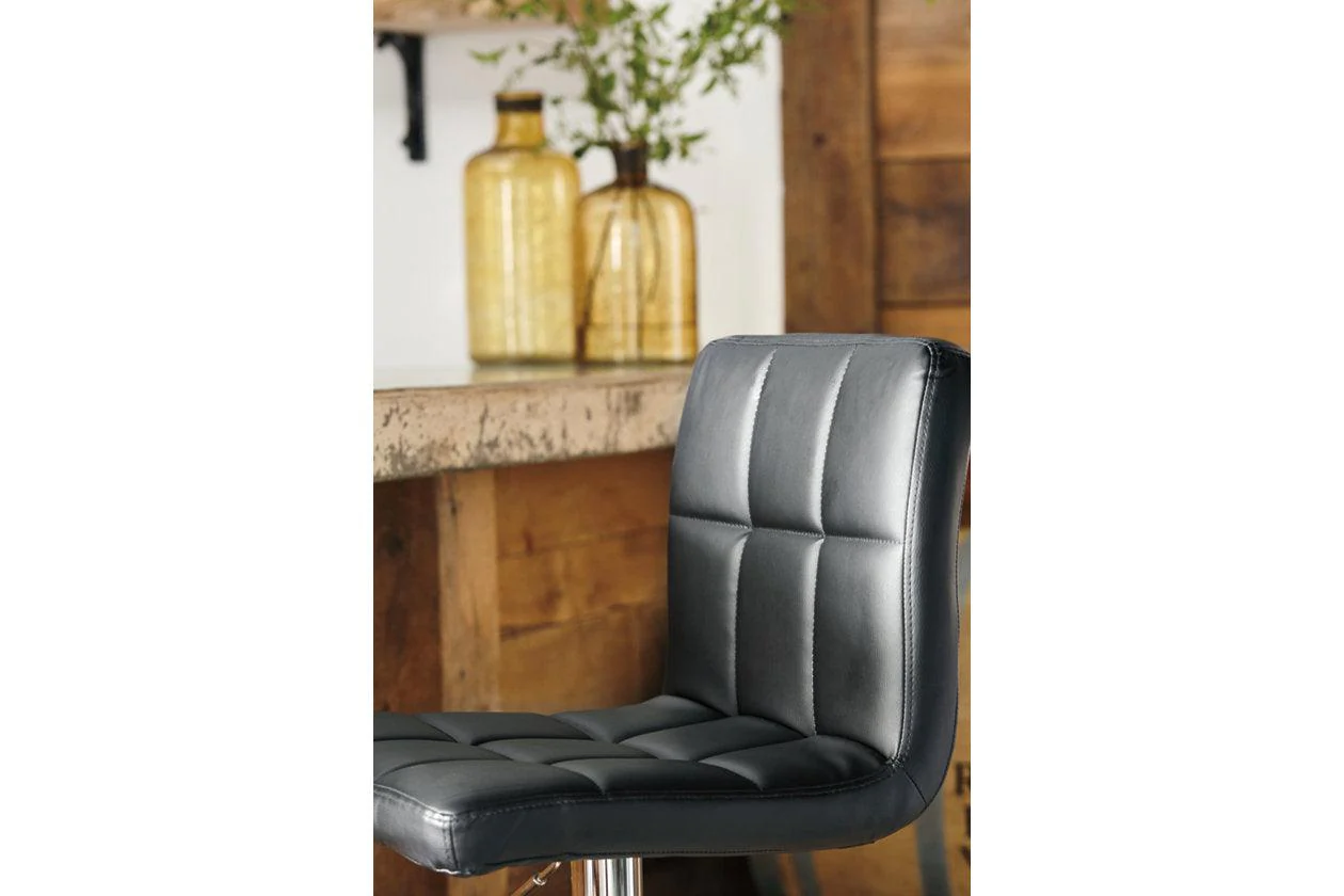Bellatier Black/Chrome Finish Adjustable Height Barstool, Set of 2 - Image 3