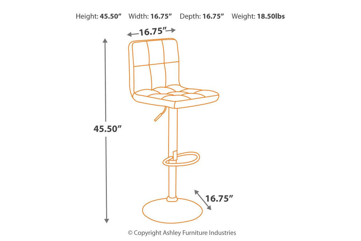 Bellatier Black/Chrome Finish Adjustable Height Barstool, Set of 2 - Image 4