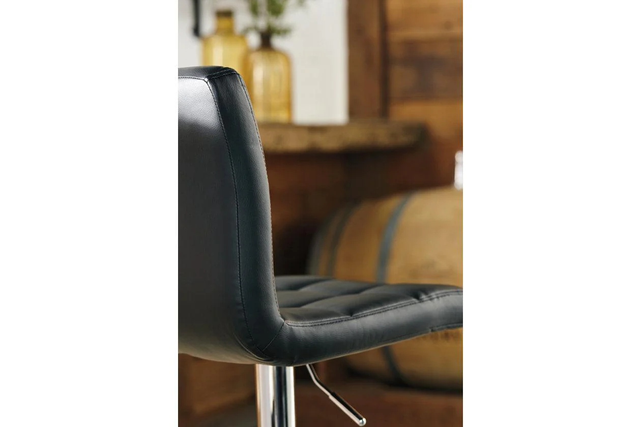 Bellatier Black/Chrome Finish Adjustable Height Barstool, Set of 2 - Image 5