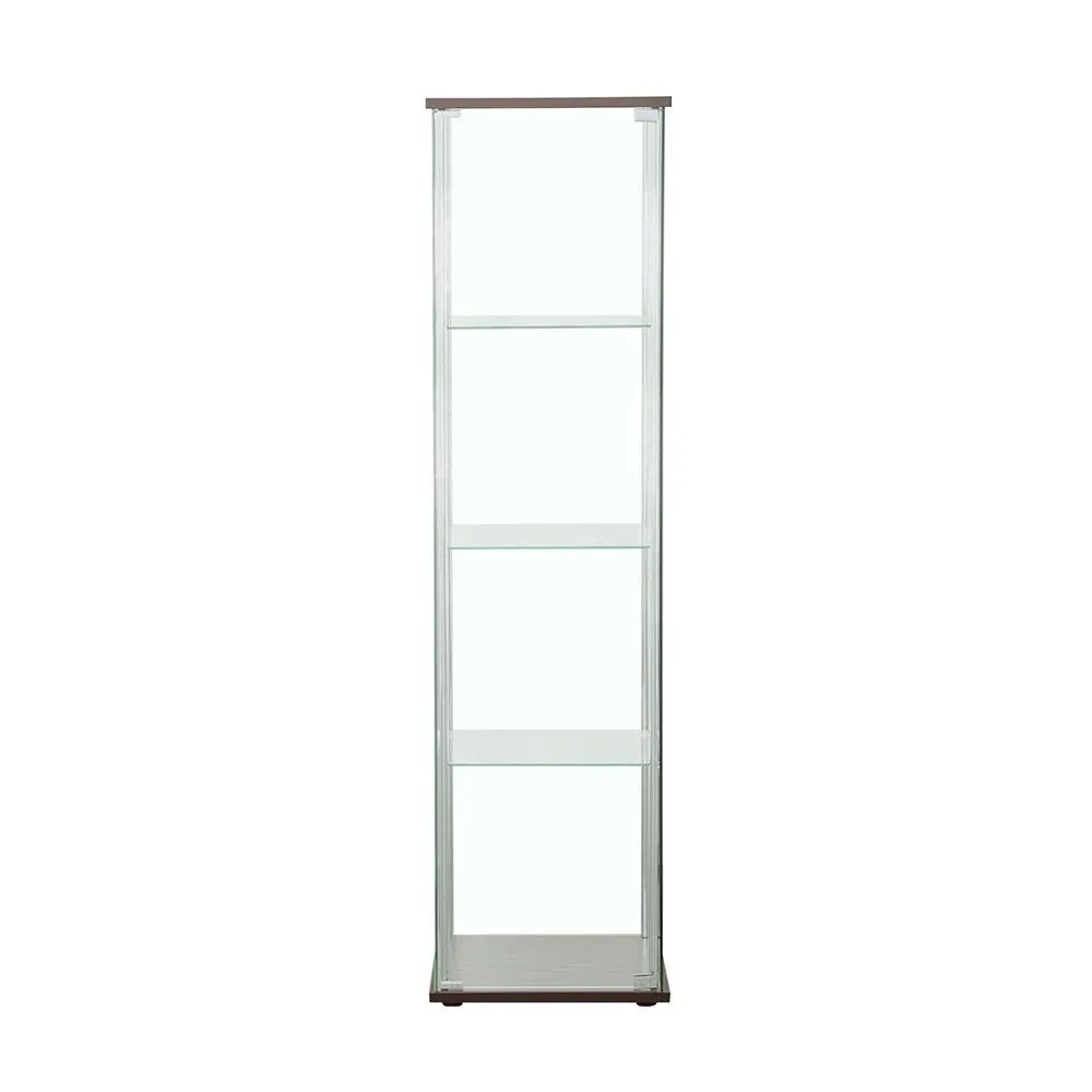 Bellatrix Cappuccino/Clear Rectangular 4-Shelf Curio Cabinet - Image 2