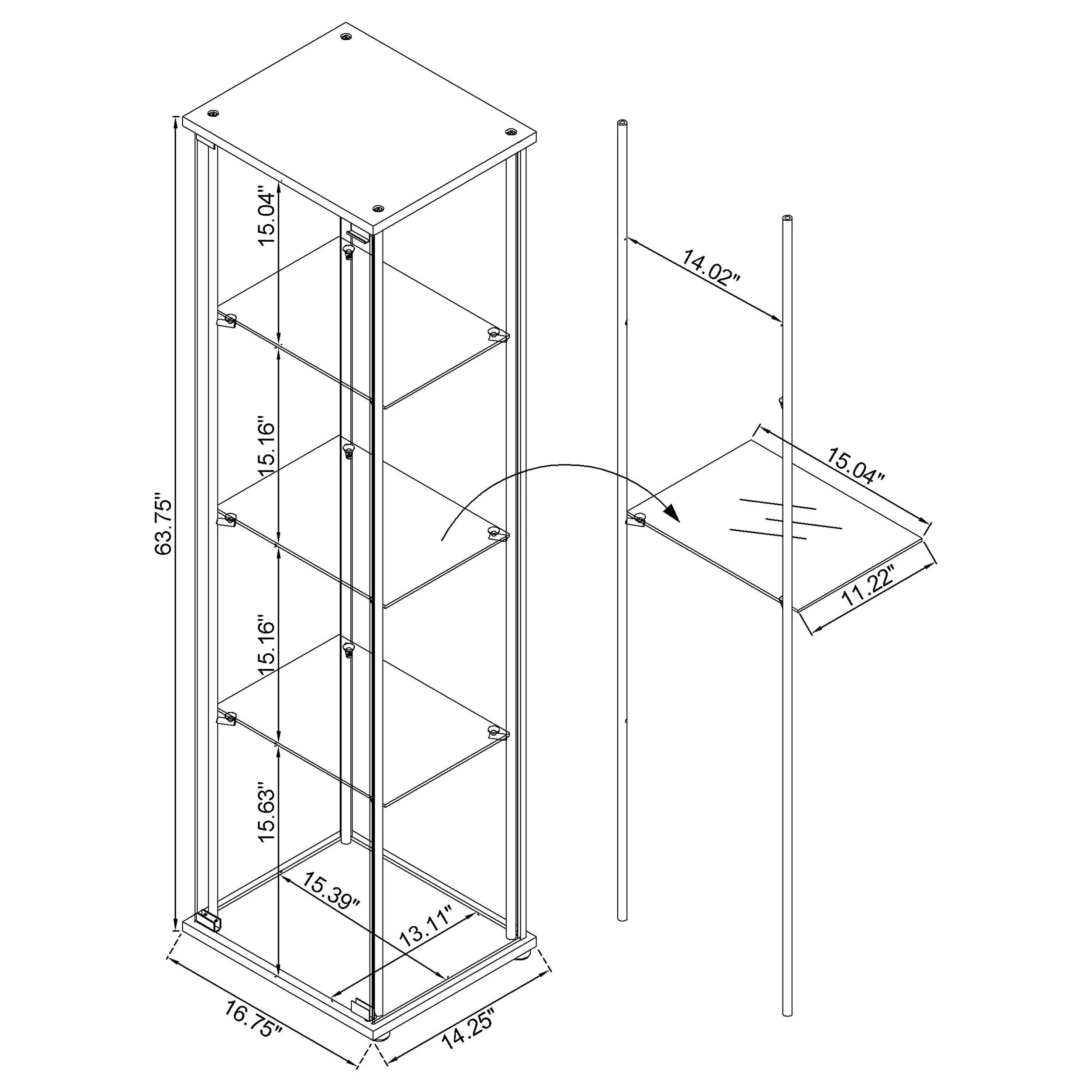 Bellatrix Mango 3-shelf Clear Glass Curio Cabinet - Image 11