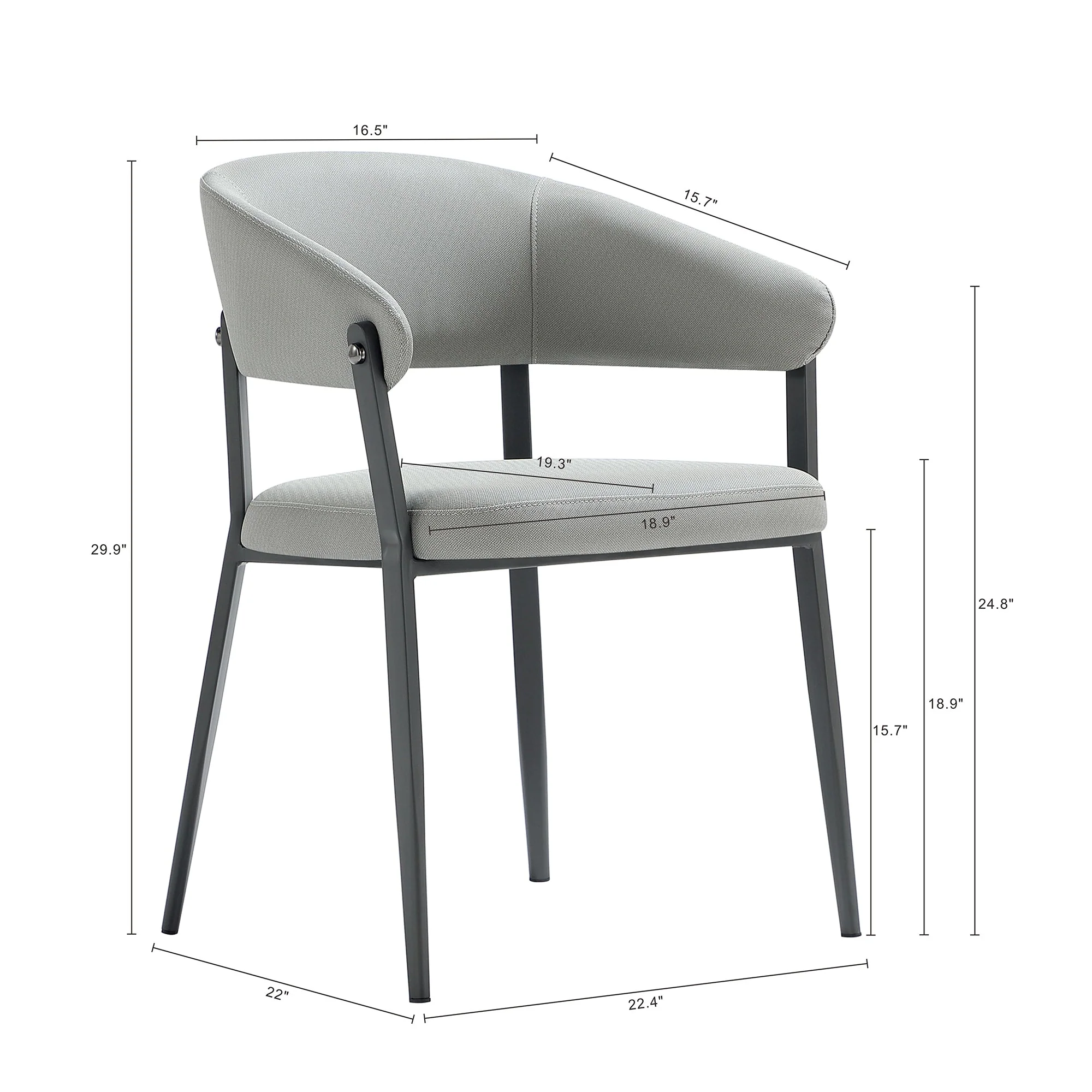 Belle Dining Chair in Stone Grey (set of 4) - Image 3