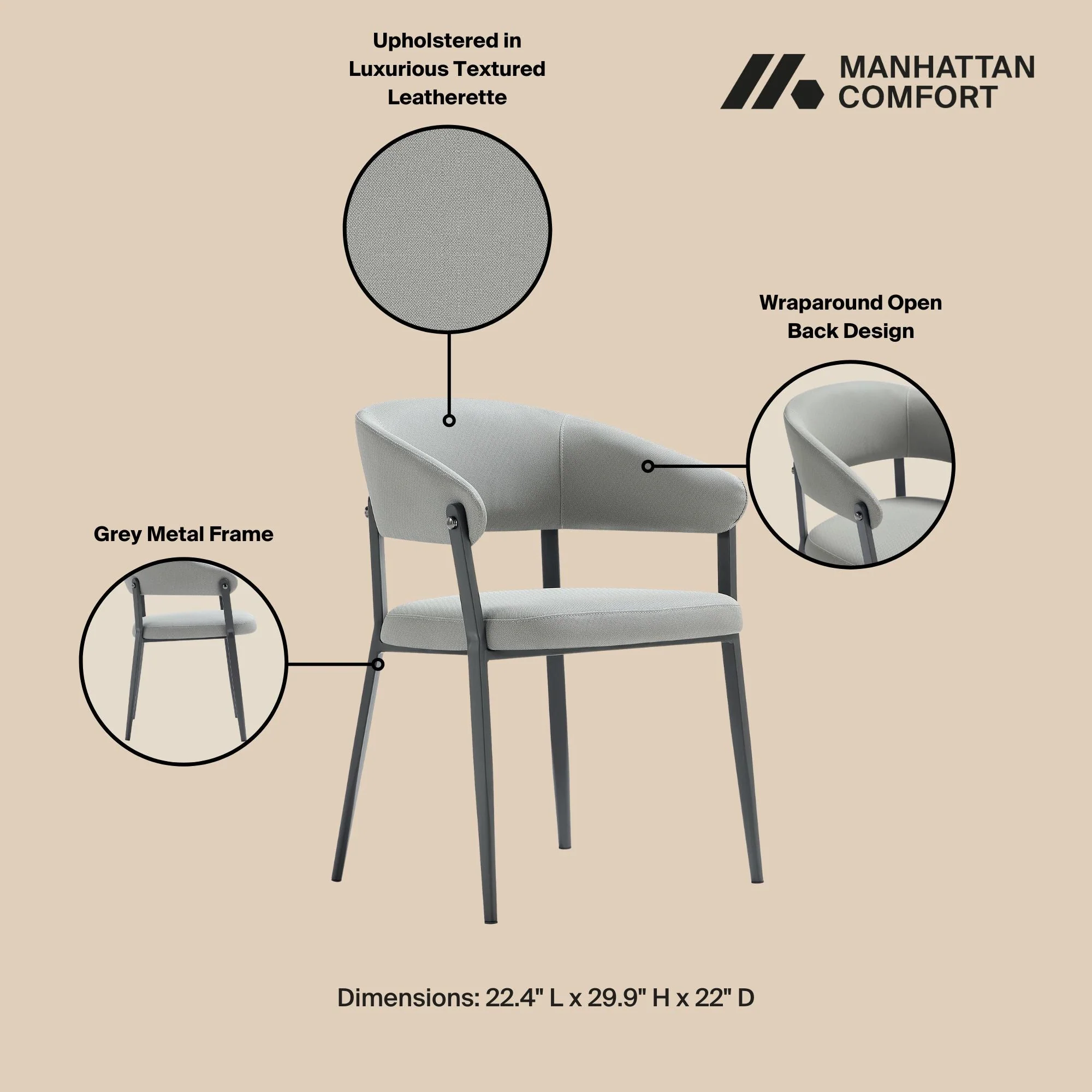 Belle Dining Chair in Stone Grey (set of 4) - Image 4