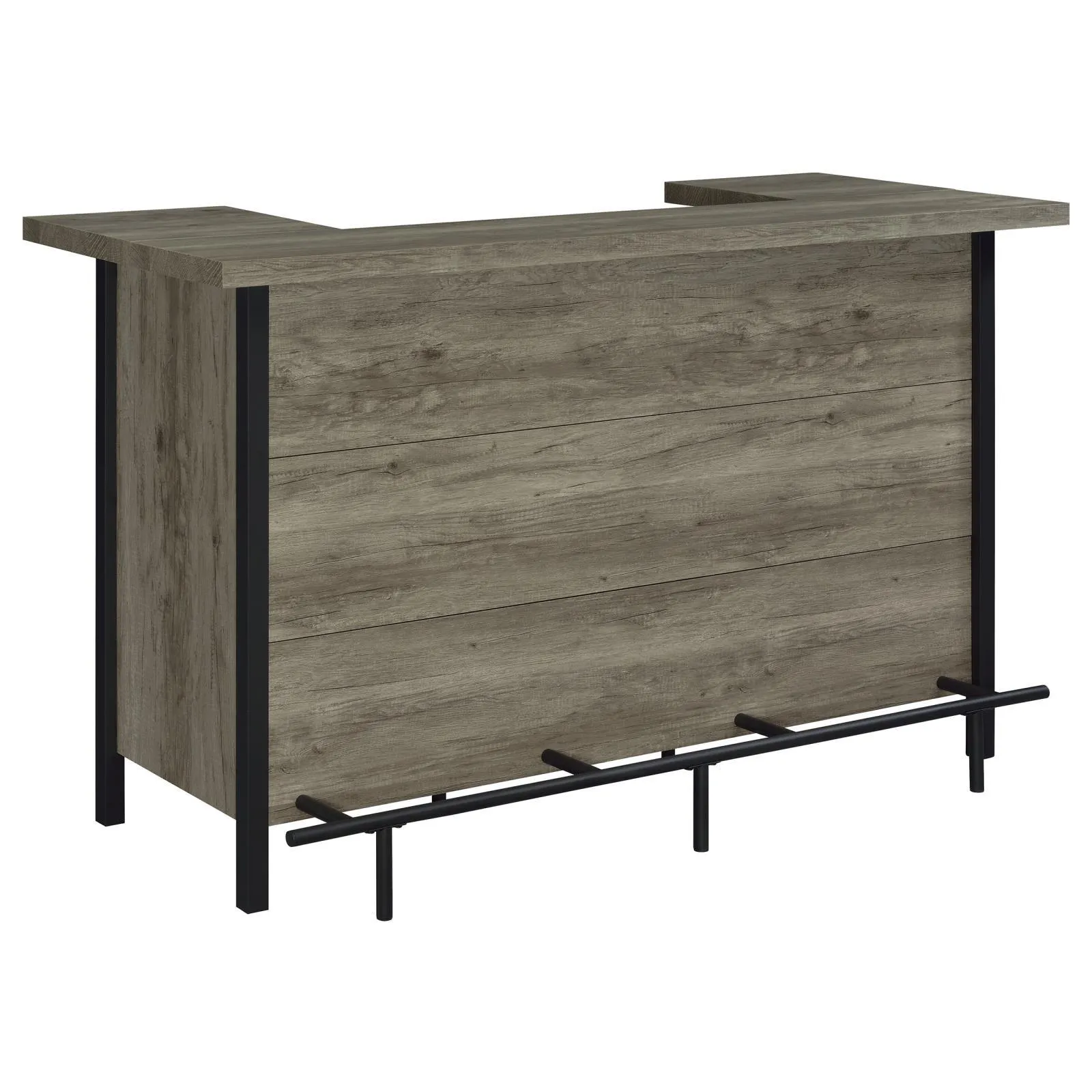 Bellemore Gray Driftwood and Black Bar Unit with Footrest - Image 3