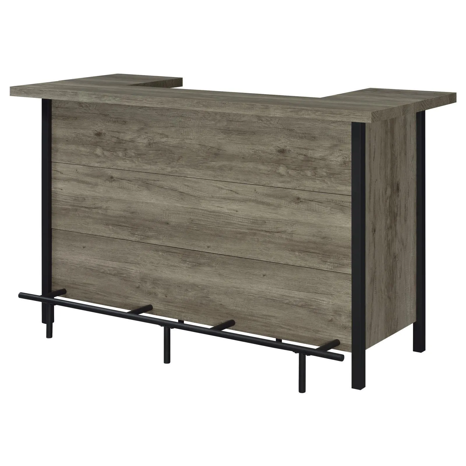 Bellemore Gray Driftwood and Black Bar Unit with Footrest - Image 5