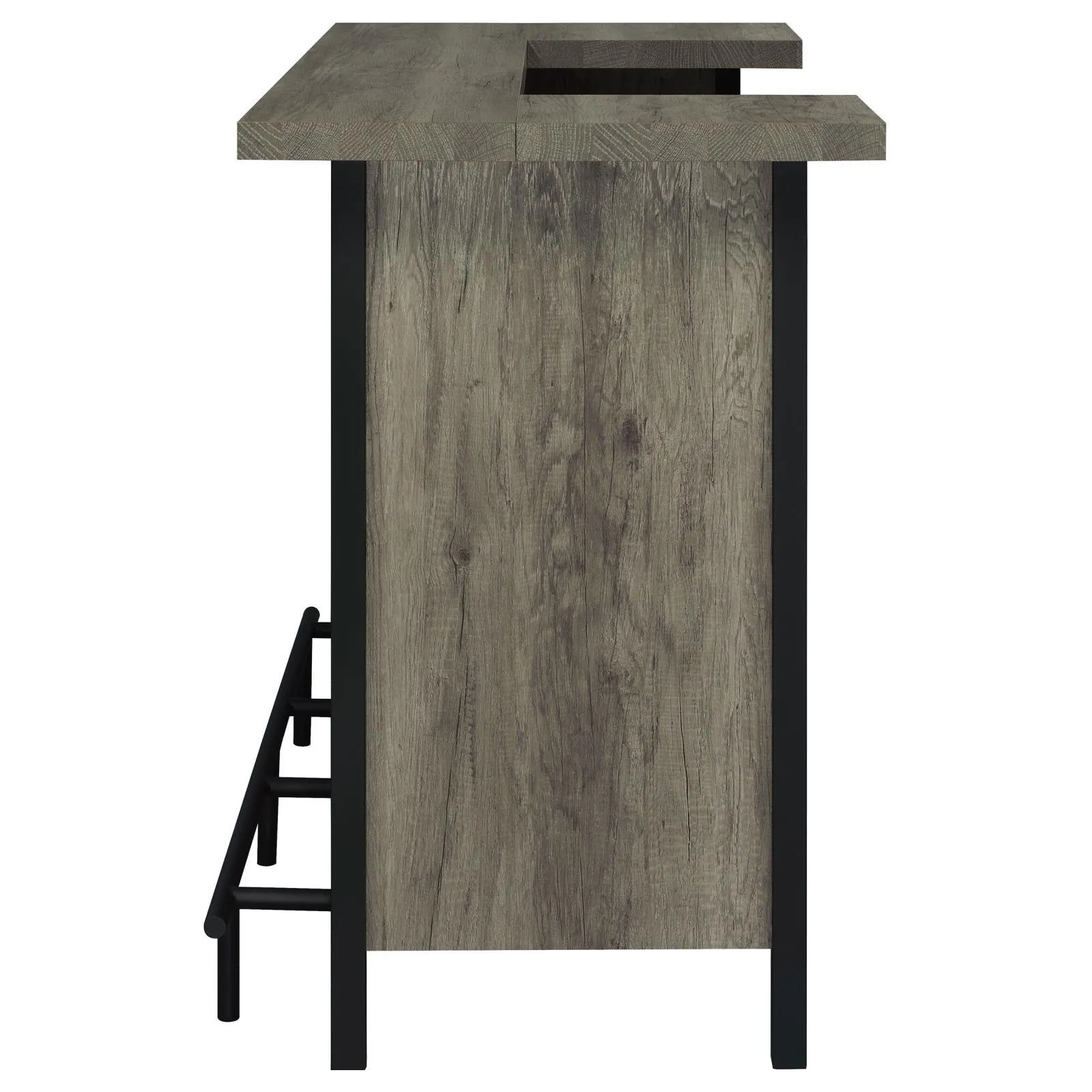 Bellemore Gray Driftwood and Black Bar Unit with Footrest - Image 6