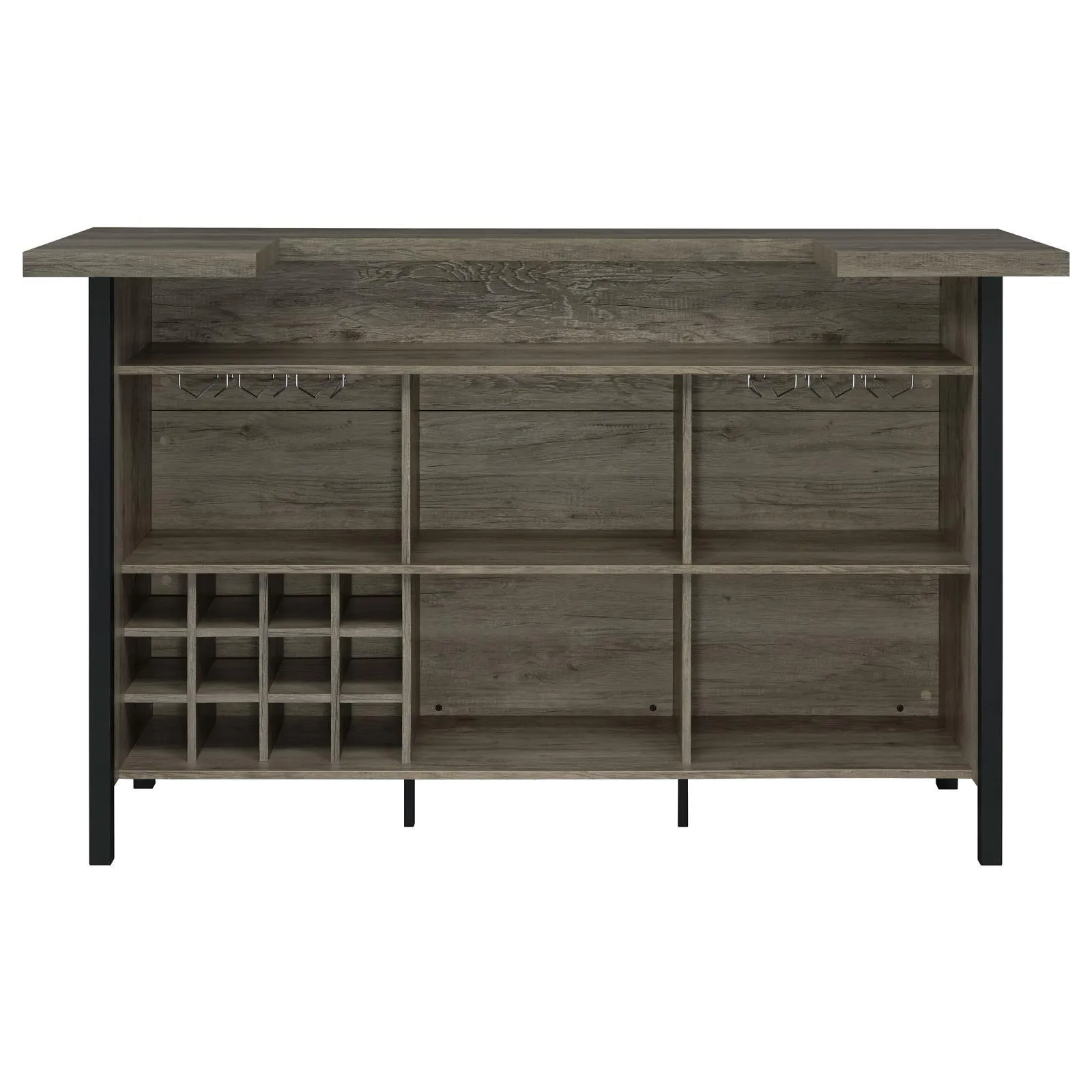 Bellemore Gray Driftwood and Black Bar Unit with Footrest - Image 8