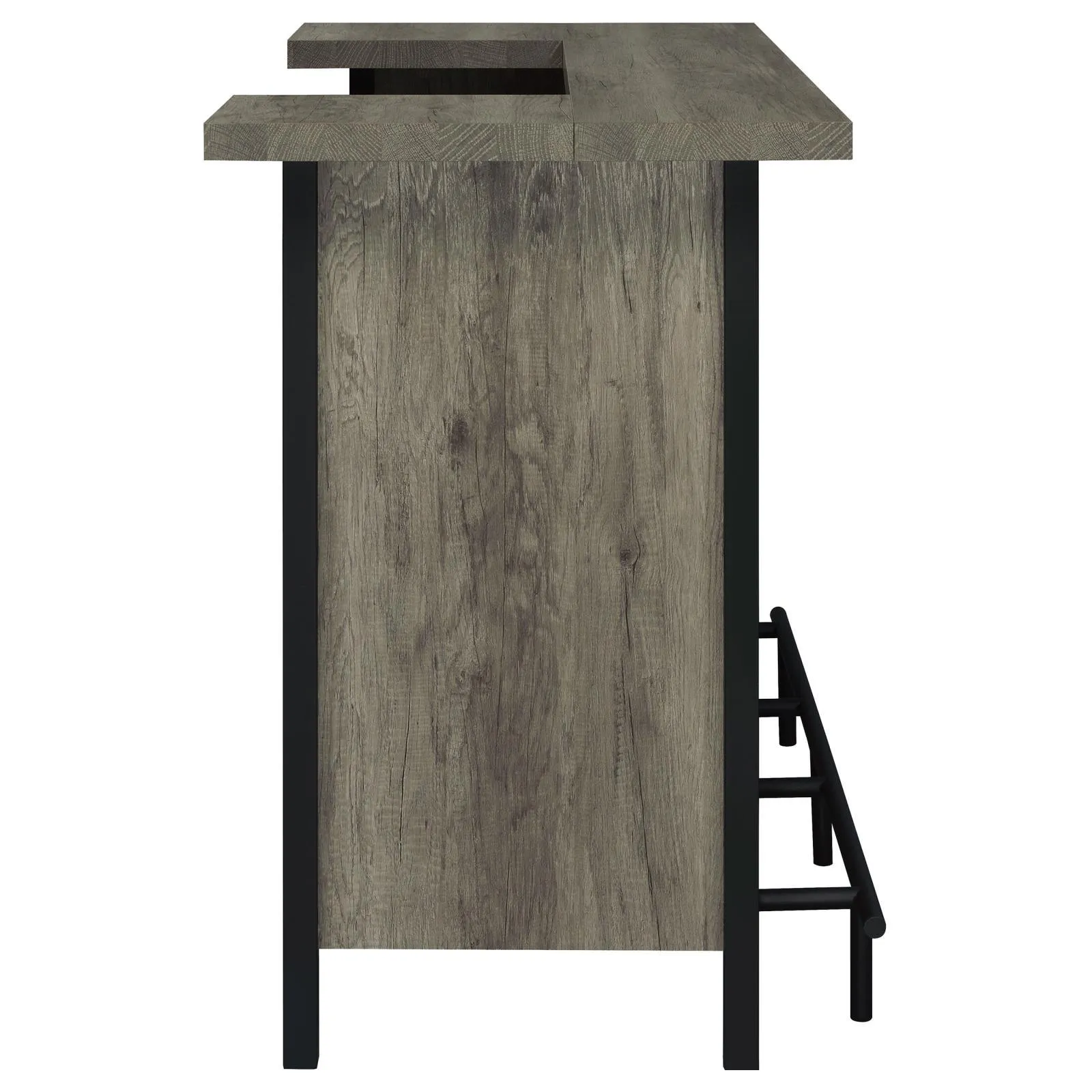 Bellemore Gray Driftwood and Black Bar Unit with Footrest - Image 9
